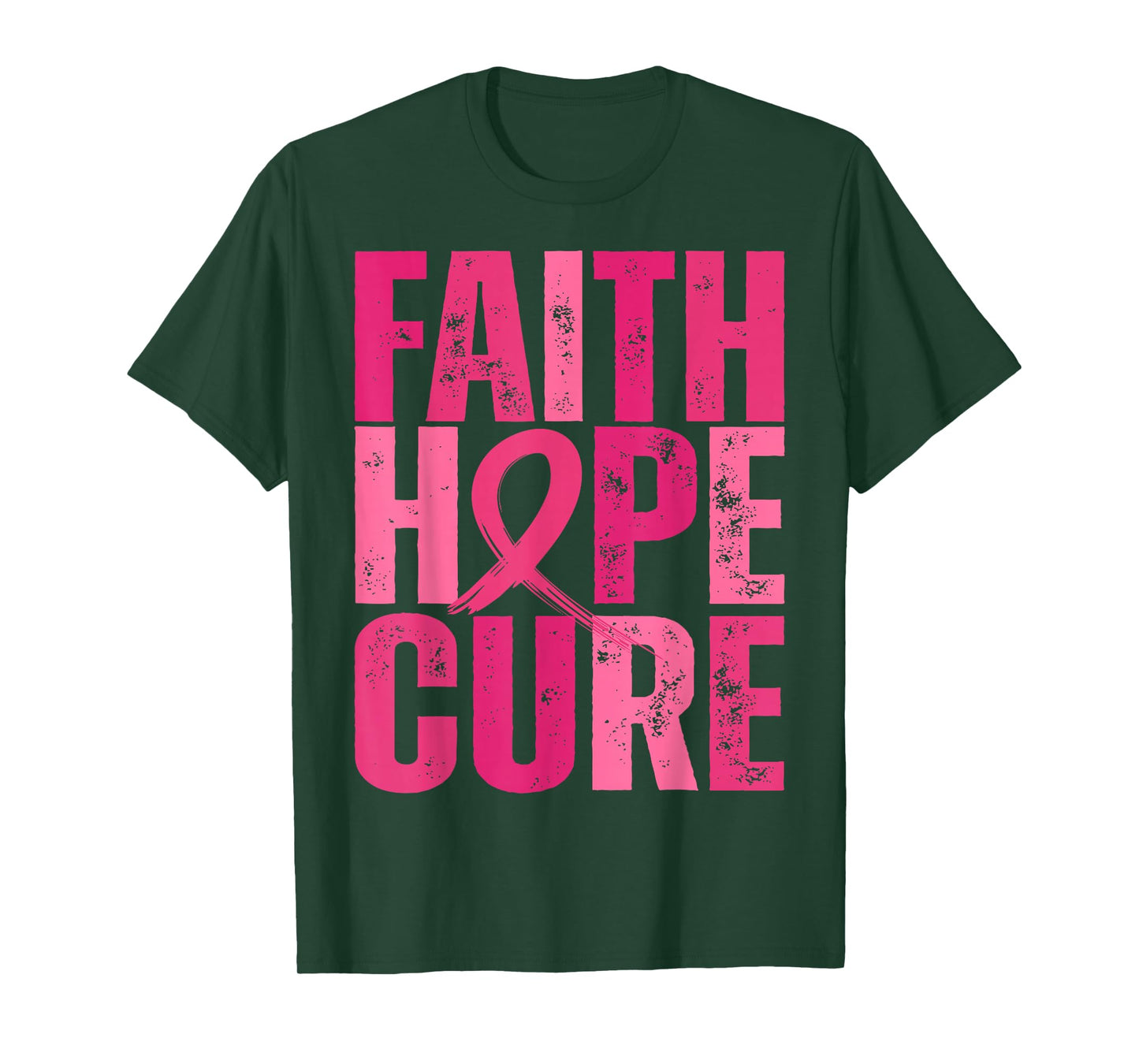 Retro Faith Hope Cure Pink Ribbon Breast Cancer Awareness T-Shirt