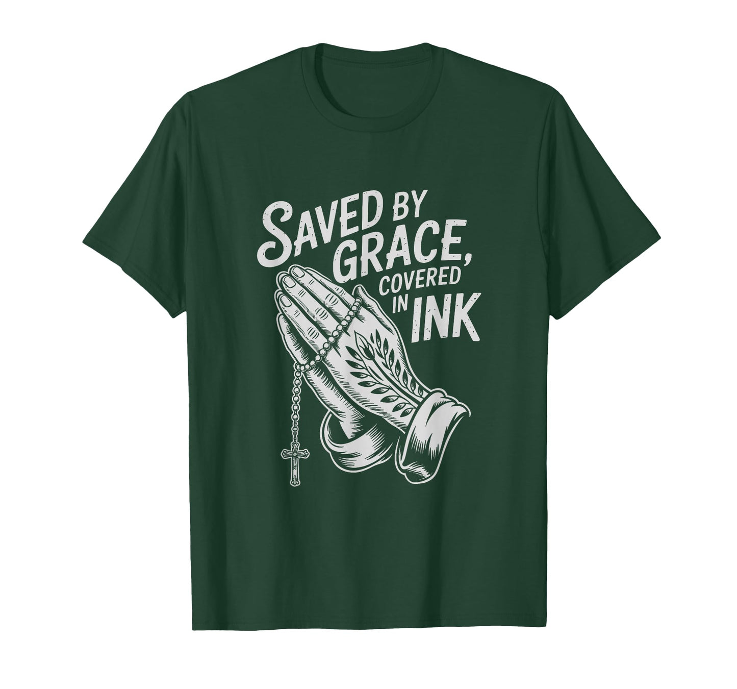 Saved by Grace Covered in Ink Christian Faith Inked Tattoo T-Shirt
