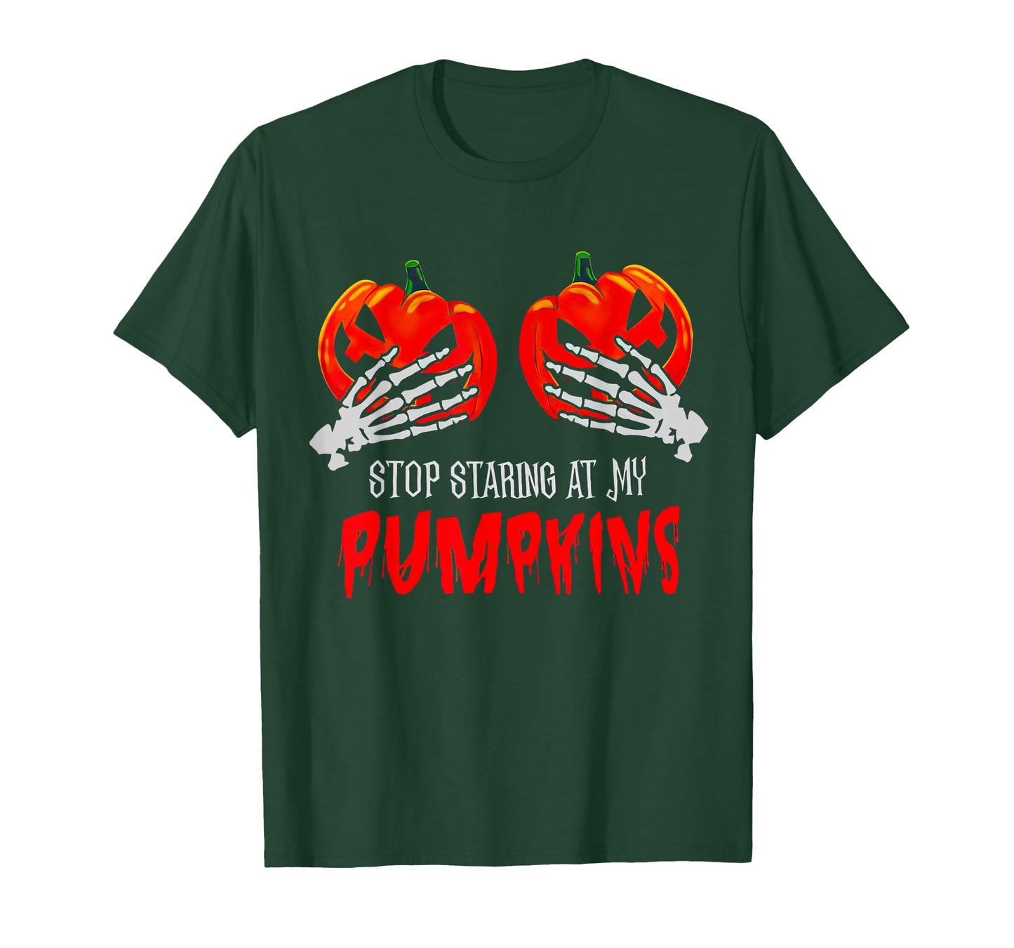 Stop Staring At My Pumpkins Funny Halloween Spooky Season T-Shirt