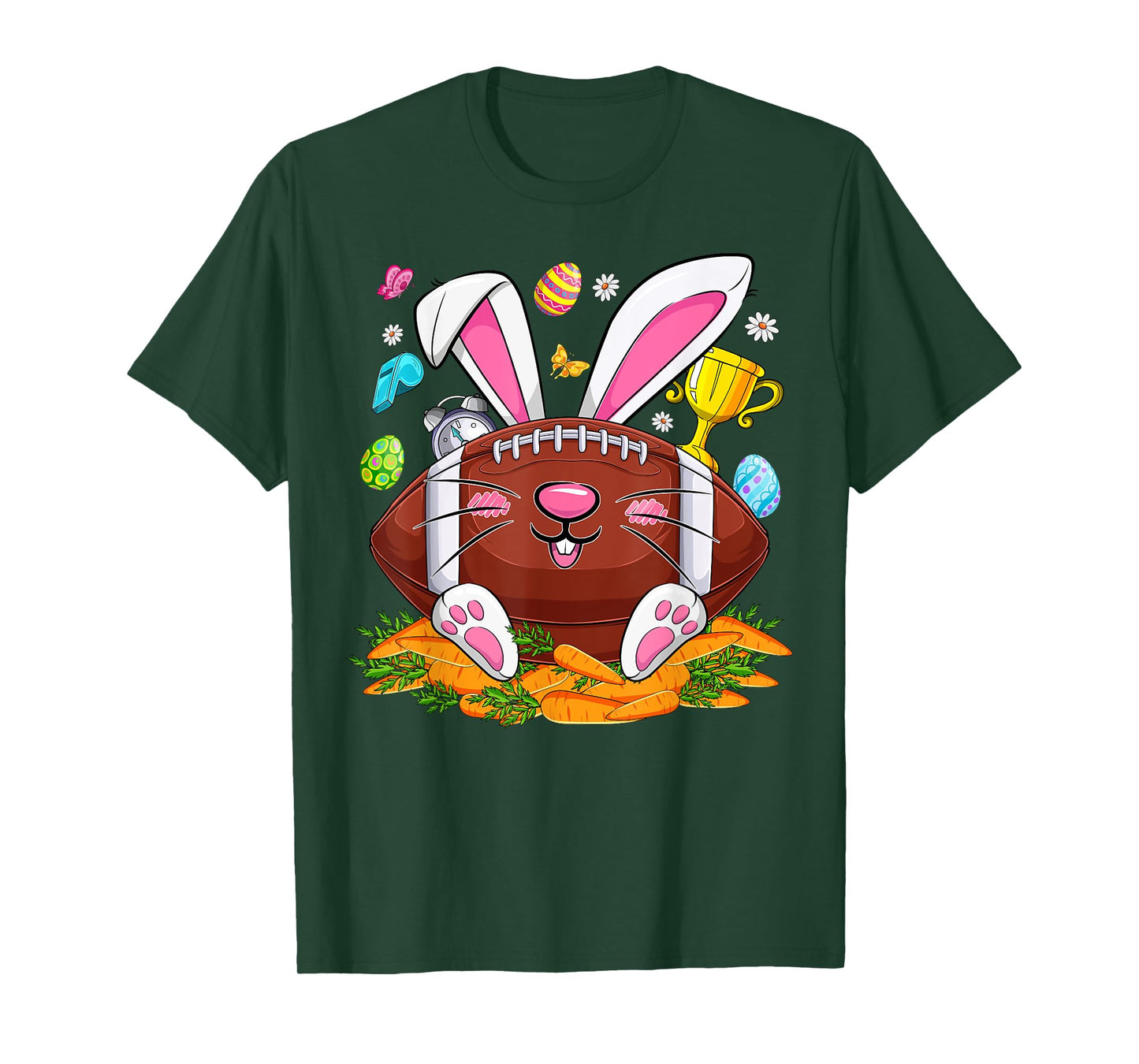 Funny Football & Bunny Face Eggs Happy Easter Day Men Boys T-Shirt