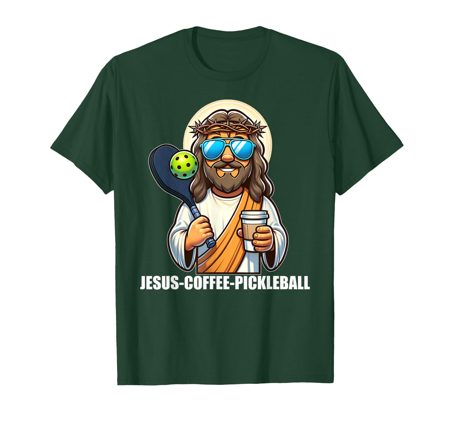 Jesus Coffee Picklenall Funny Christian Pickleball Lovers T-Shirt, Small, Black