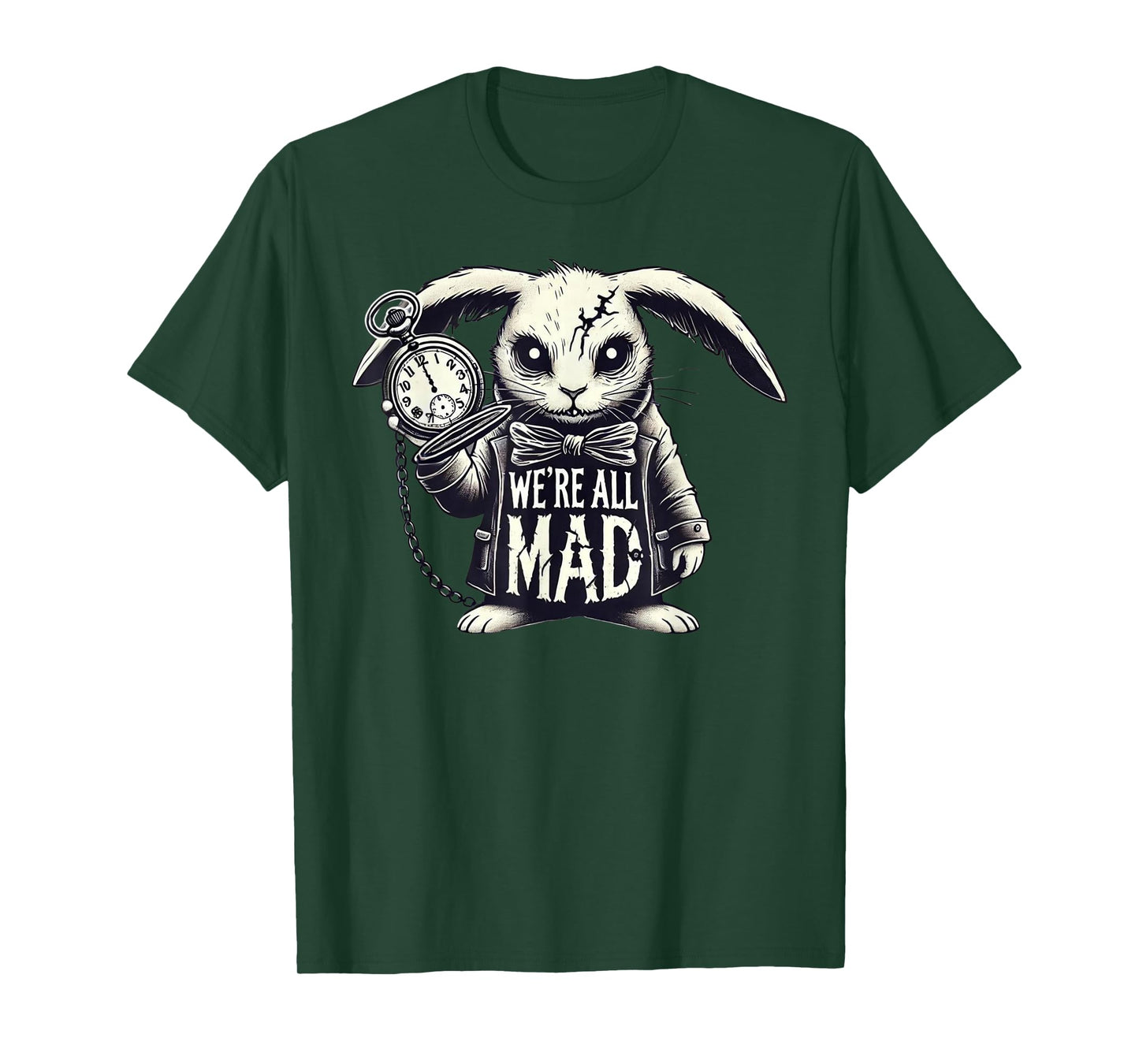 Alice in Wonderland - We're All Mad White Rabbit Mad Hatter T-Shirt