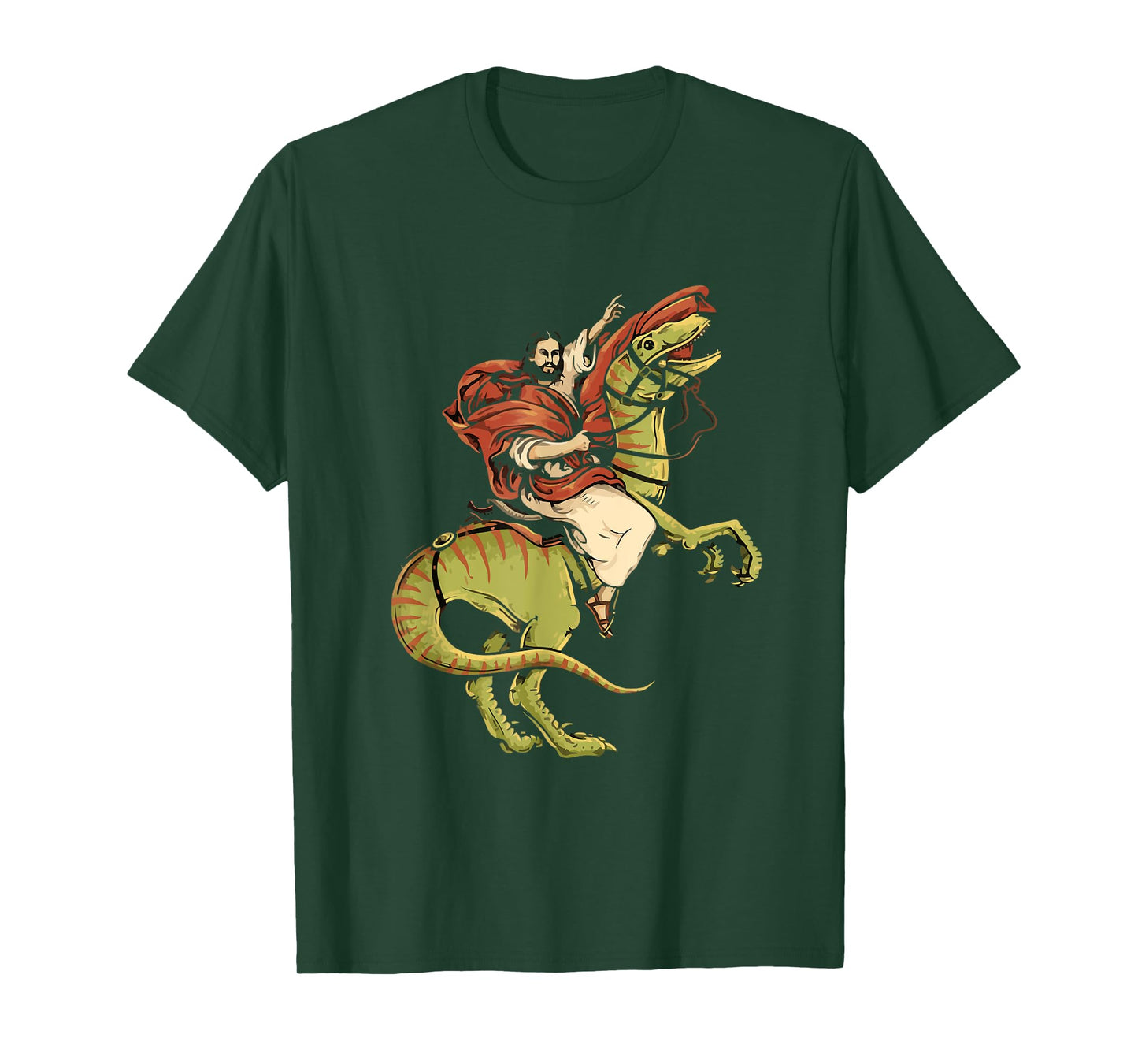 Jesus Riding Dinosaur Velociraptor funny jesus christ T-Shirt