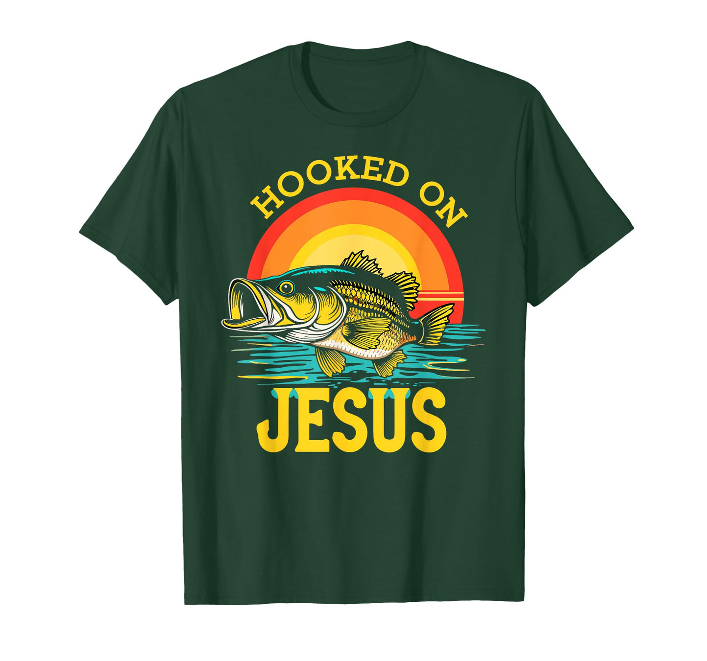 Hooked on Jesus Bible Verse Christian Fisherman Bass Fishing T-Shirt