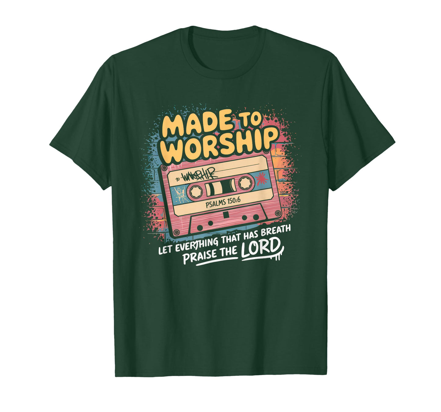Worship Tshirt Christian Music Retro Cassette Psalms 150:6 T-Shirt