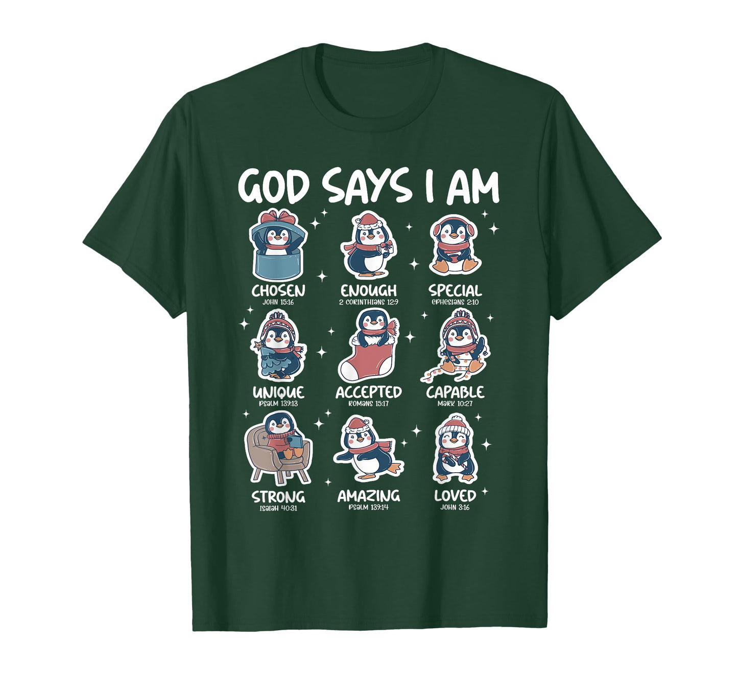 God Says I Am Penguin Religious Christian Boys Girls Kids T-Shirt