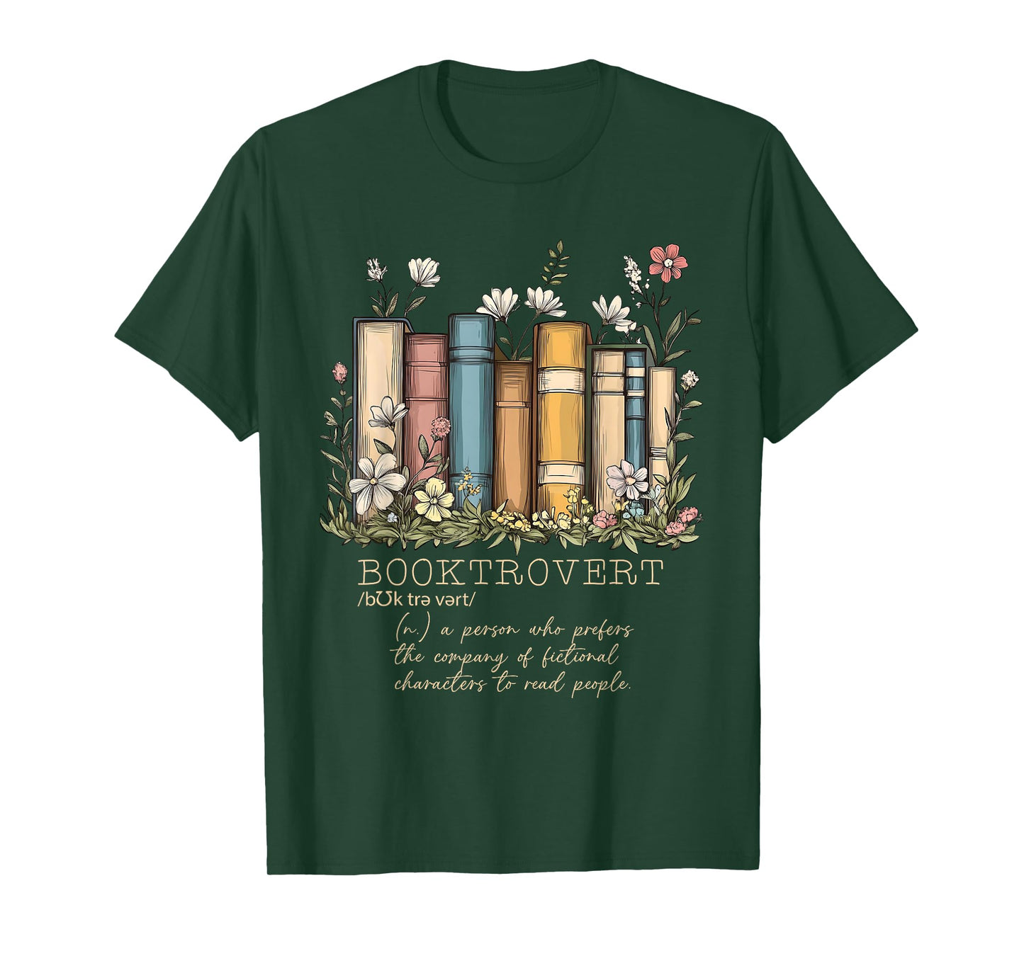 Floral Booktrovert Definition Bookworm Reading Book Lovers T-Shirt