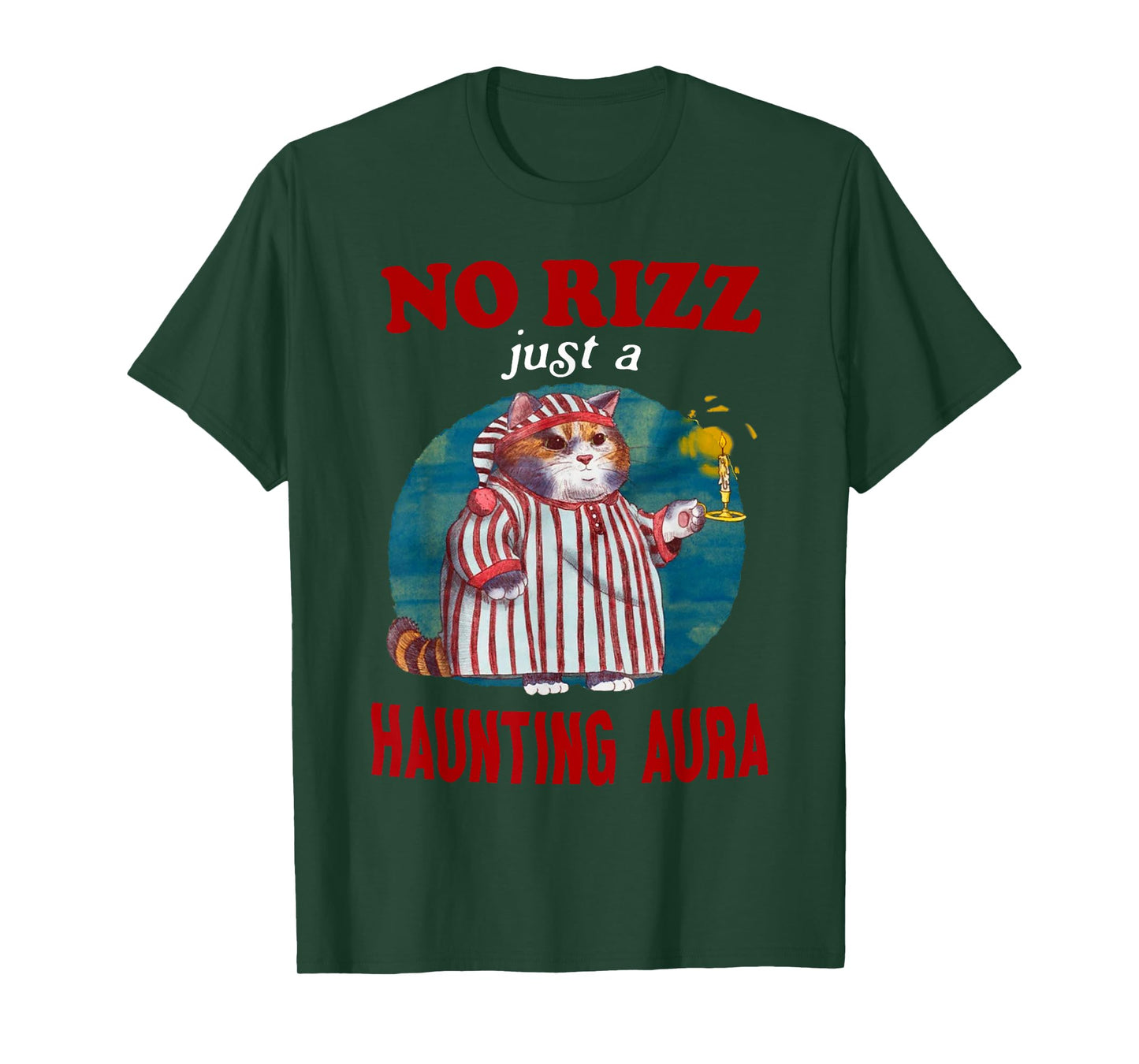 Retro Vintage No Rizz Just A Haunting Aura Funny Cat Meme T-Shirt for Men Women