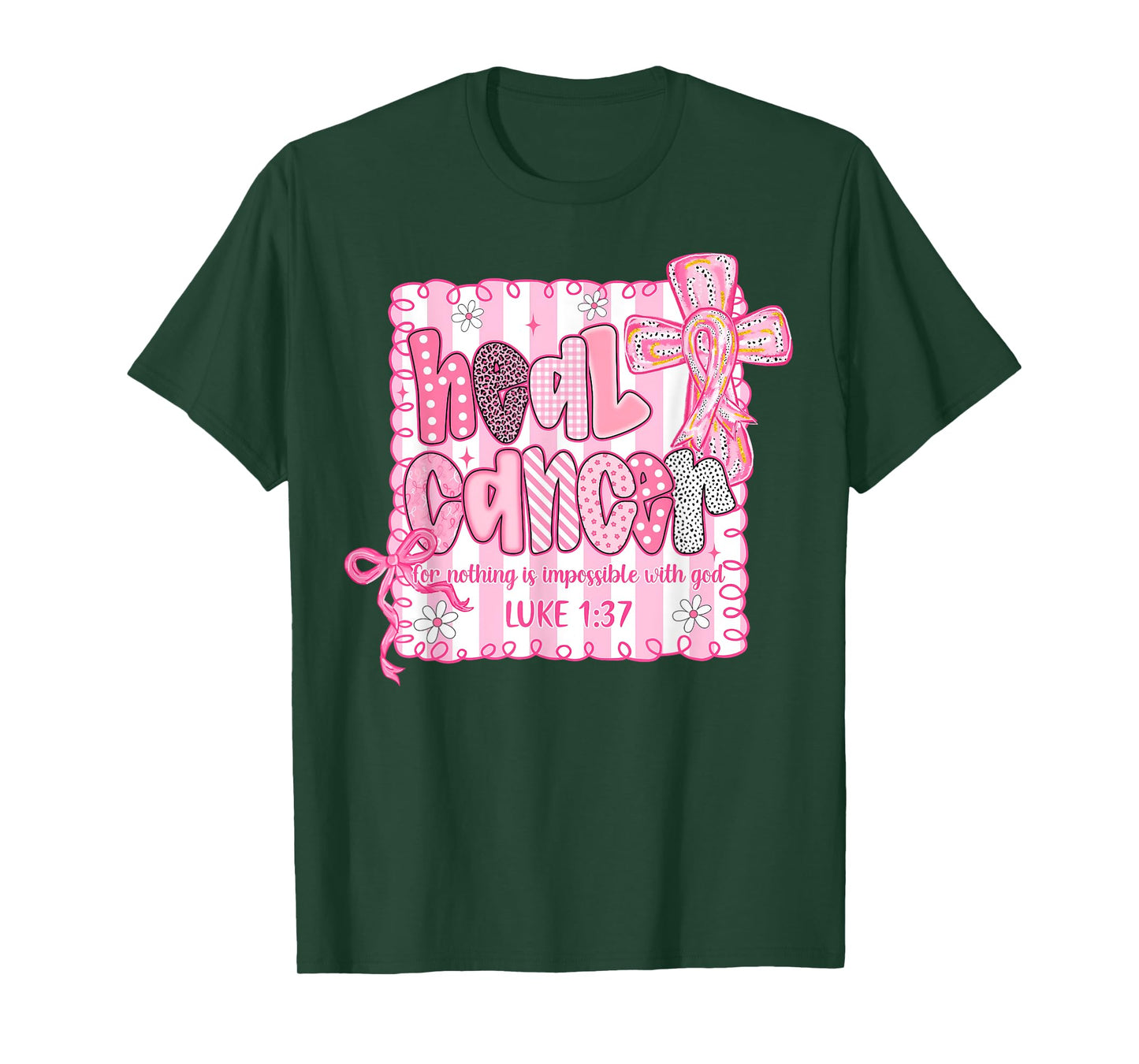 Heal Cancer Believe God Christian Breast Cancer Awareness T-Shirt