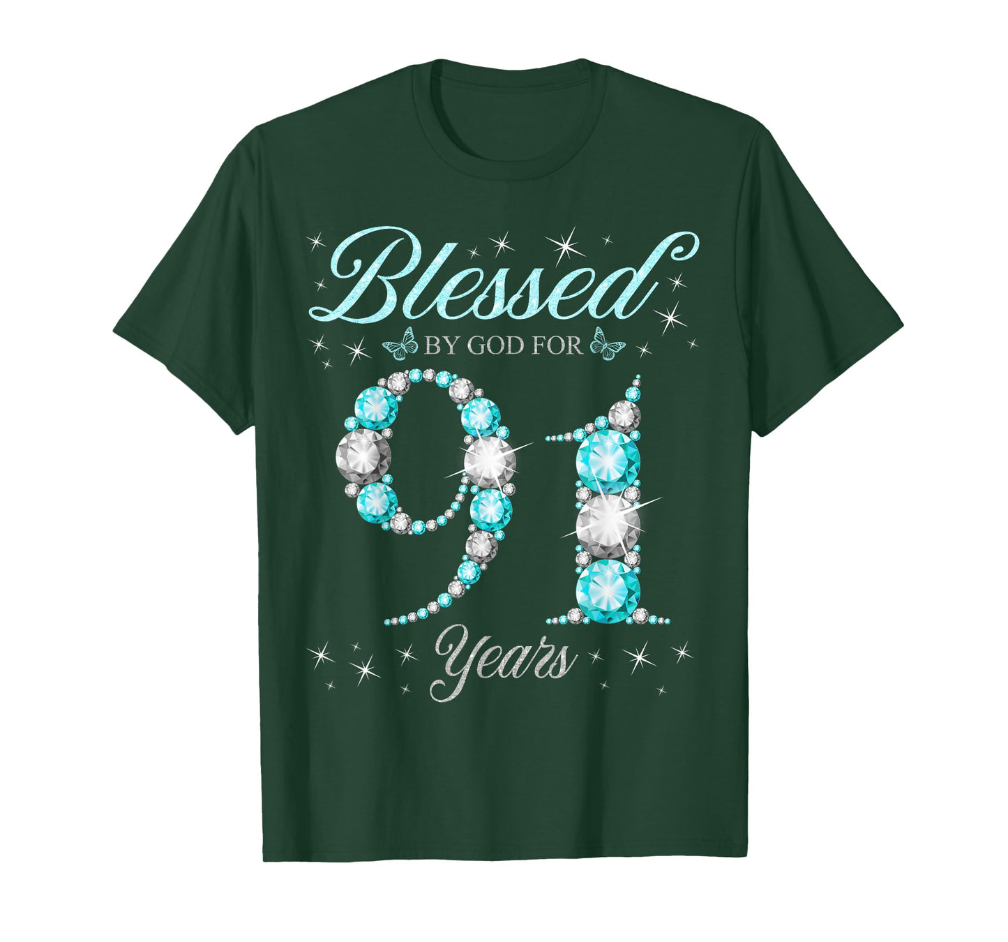 Blessed By God For 91 Years Old 91st Birthday B-Day Party T-Shirt
