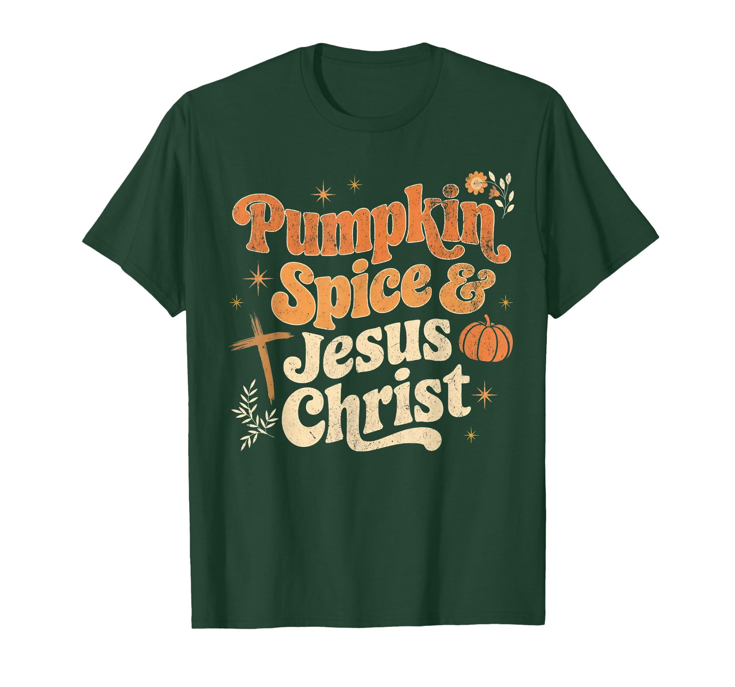 Retro Pumpkin Spice and Jesus Christ Fall Vibes Halloween T-Shirt