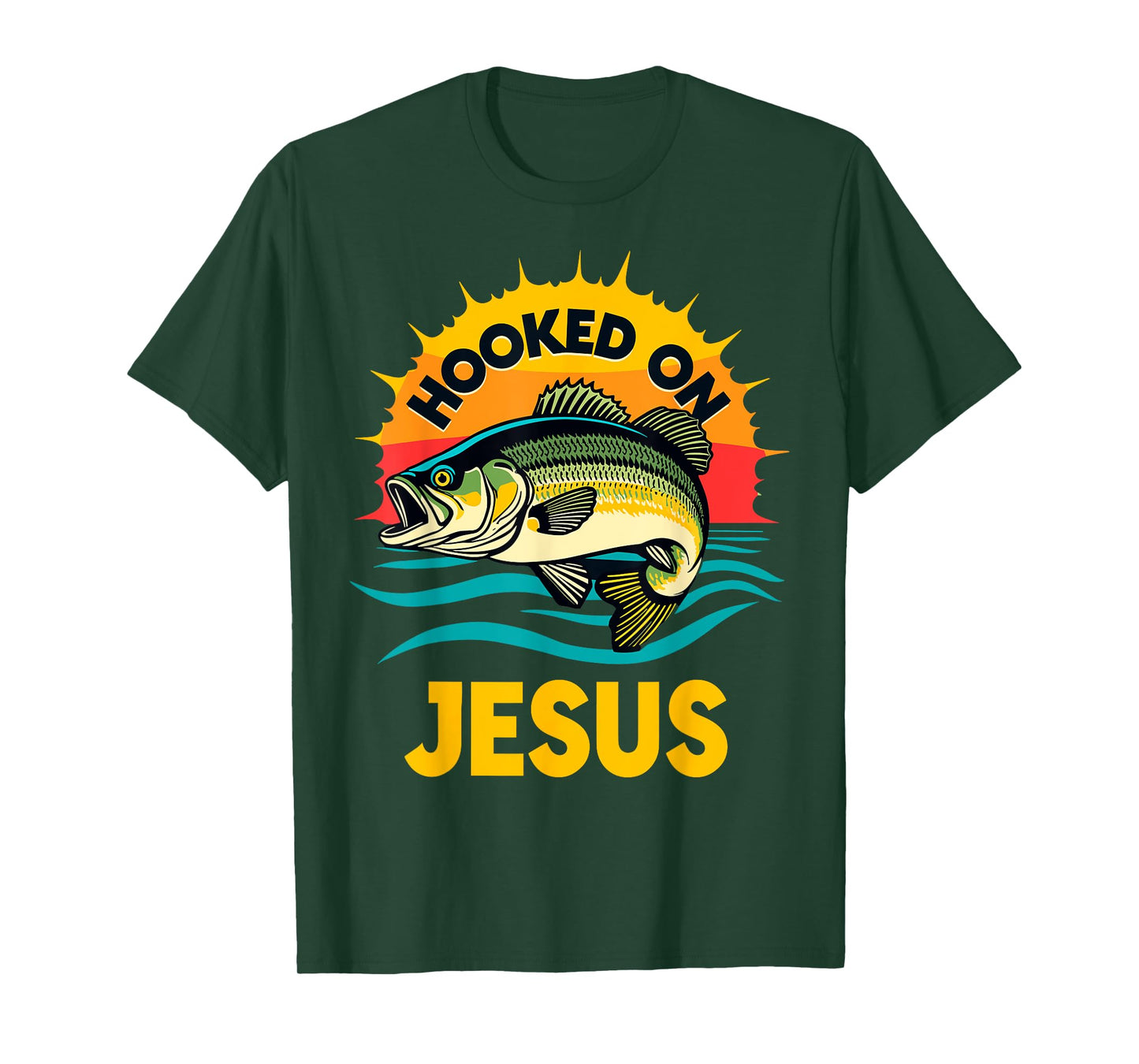 Hooked on Jesus Bible Verse Christian Fisherman Bass Fishing T-Shirt