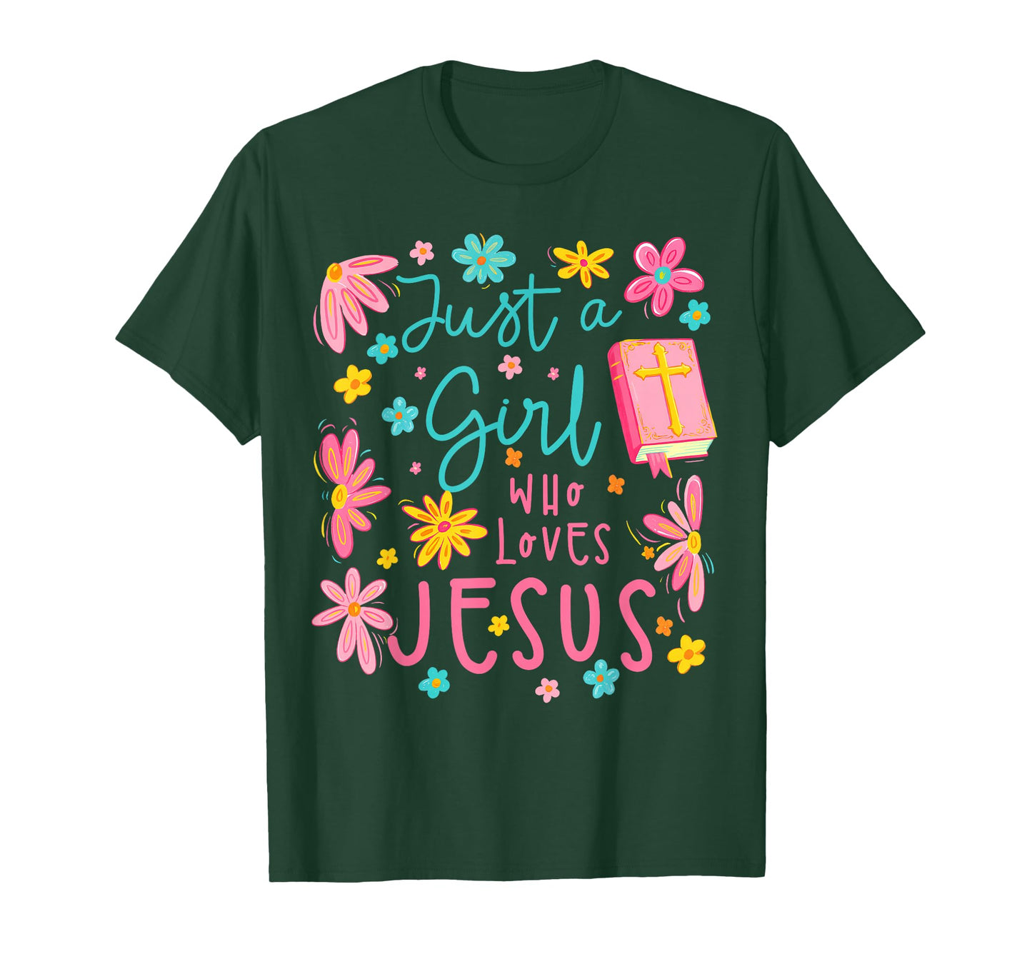 Just A Girl Who Loves Jesus Religious Christian Floral Boho T-Shirt