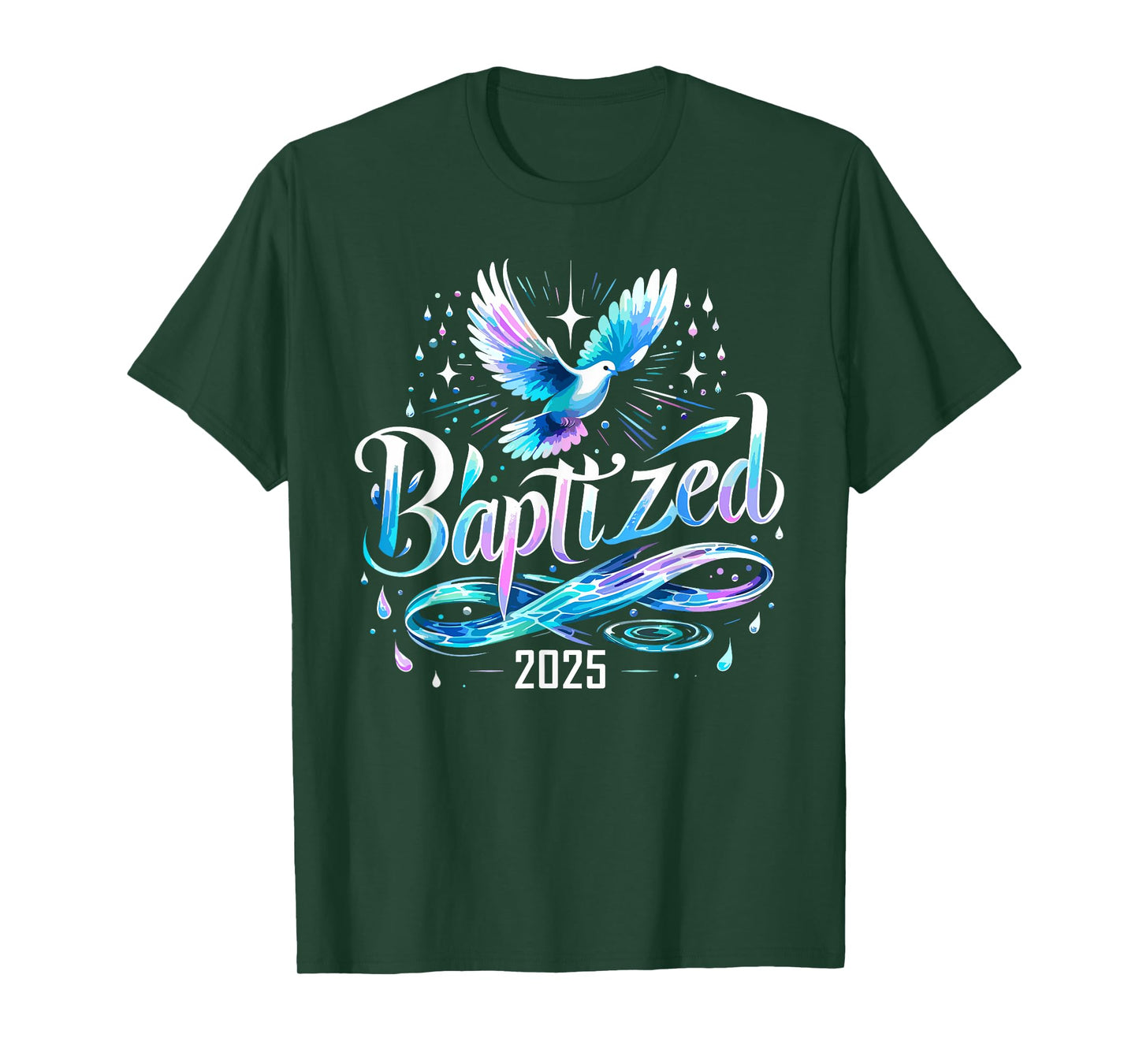 Baptized 2025 Shirt Christian Water Baptism Church Group T-Shirt