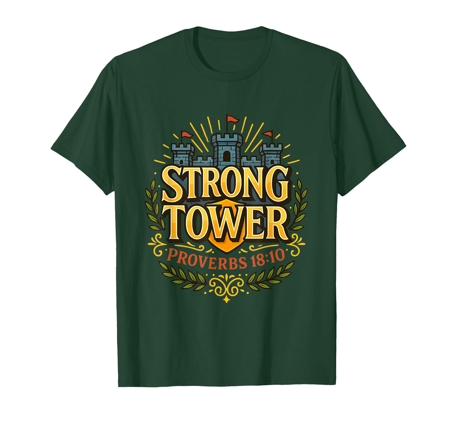 Strong Tower Proverbs 18:10 Full-Color Christian Scripture T-Shirt