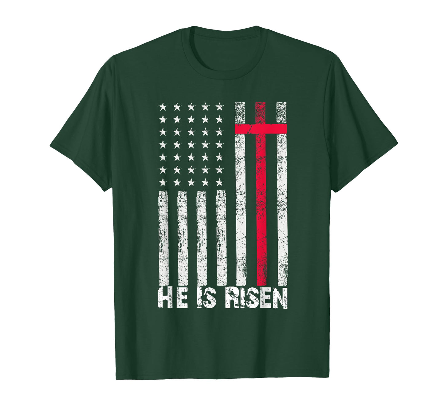 He is Risen American Flag Cross Vintage Happy Easter T-Shirt