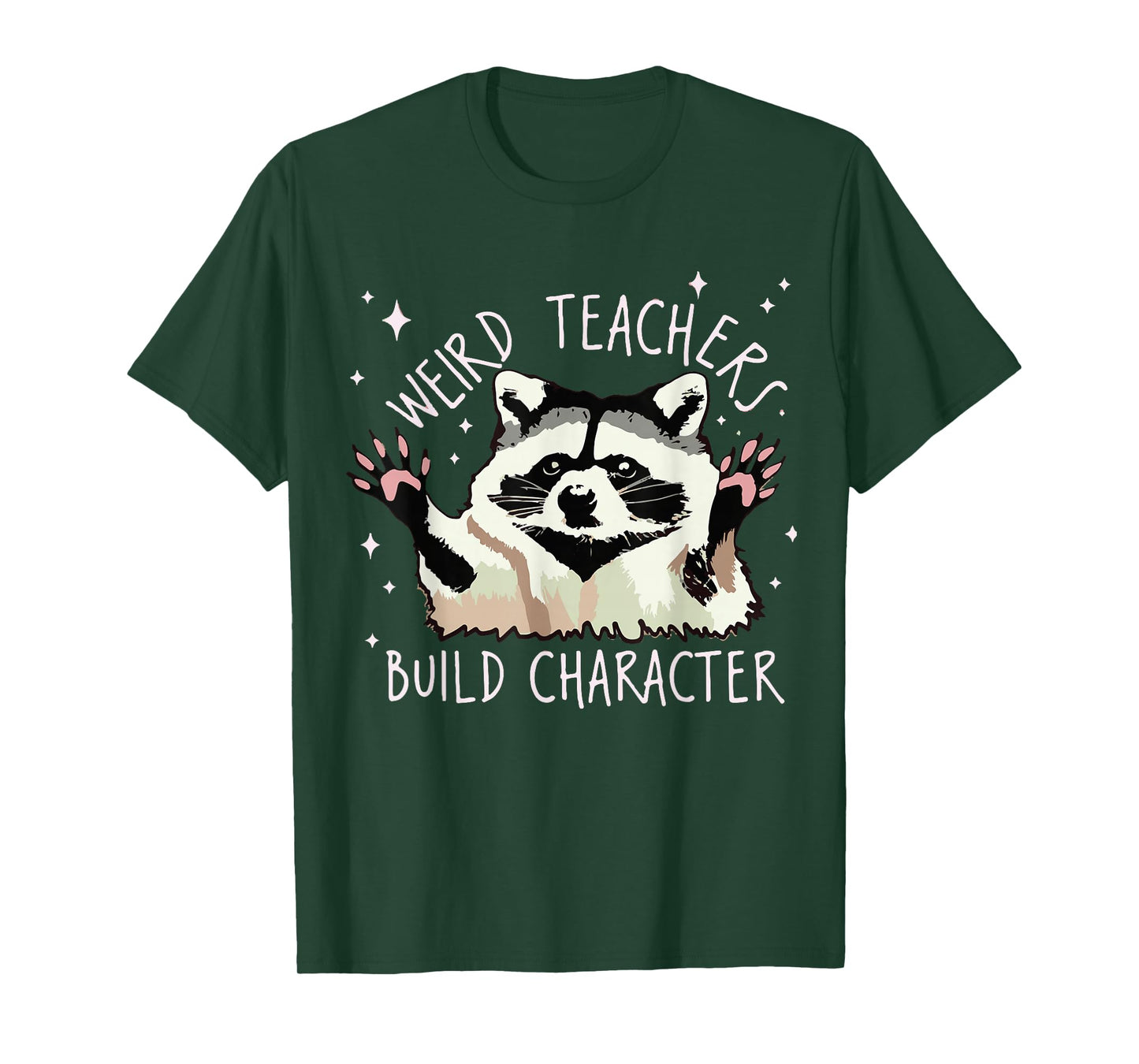 Weird Teachers Build Character Raccoon Teacher Appreciation T-Shirt
