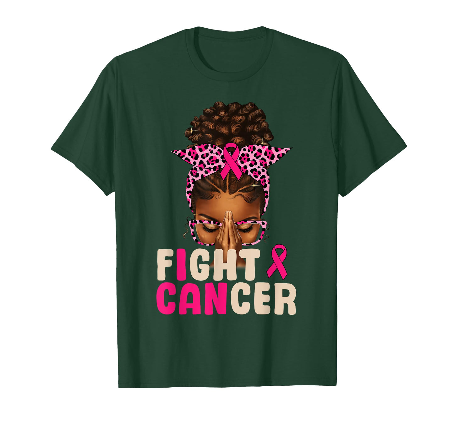 Fight Breast Cancer Afro Black Woman Pray Christian African T-Shirt