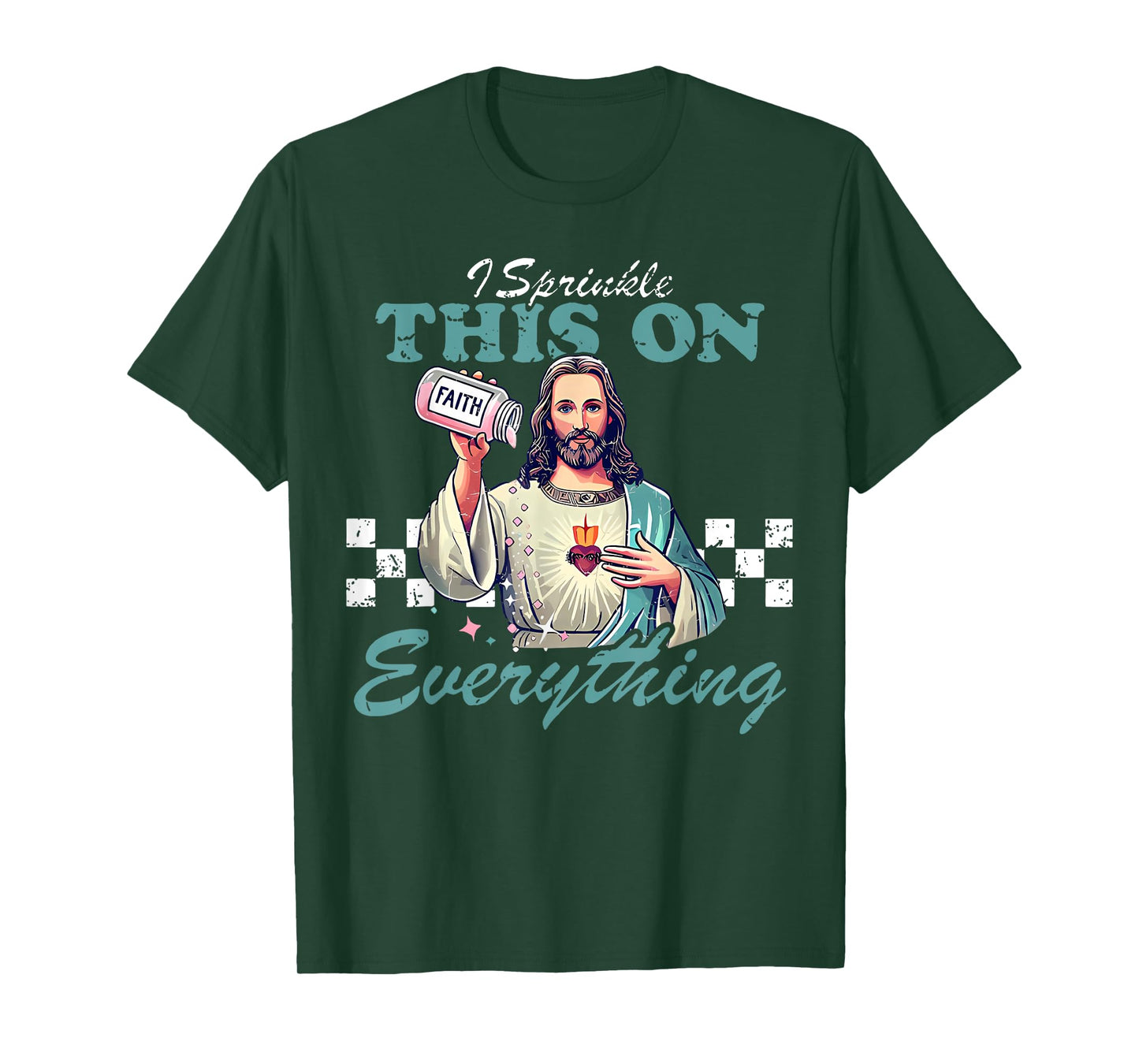 Retro Jesus Sprinkle Faith On Everything Christian Religious T-Shirt