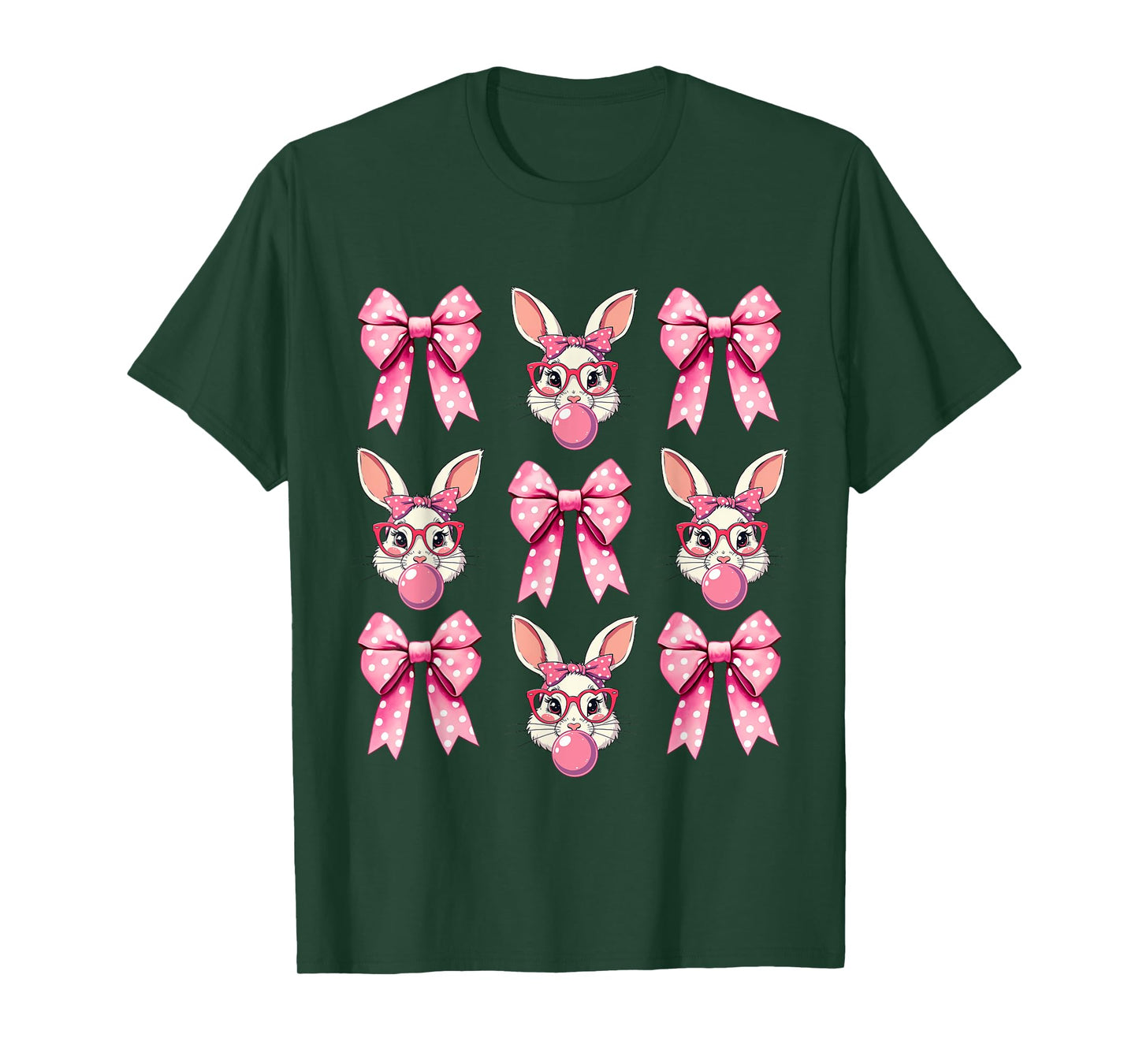 Bunny Face Coquette Bow Easter Day Girl Women T-Shirt