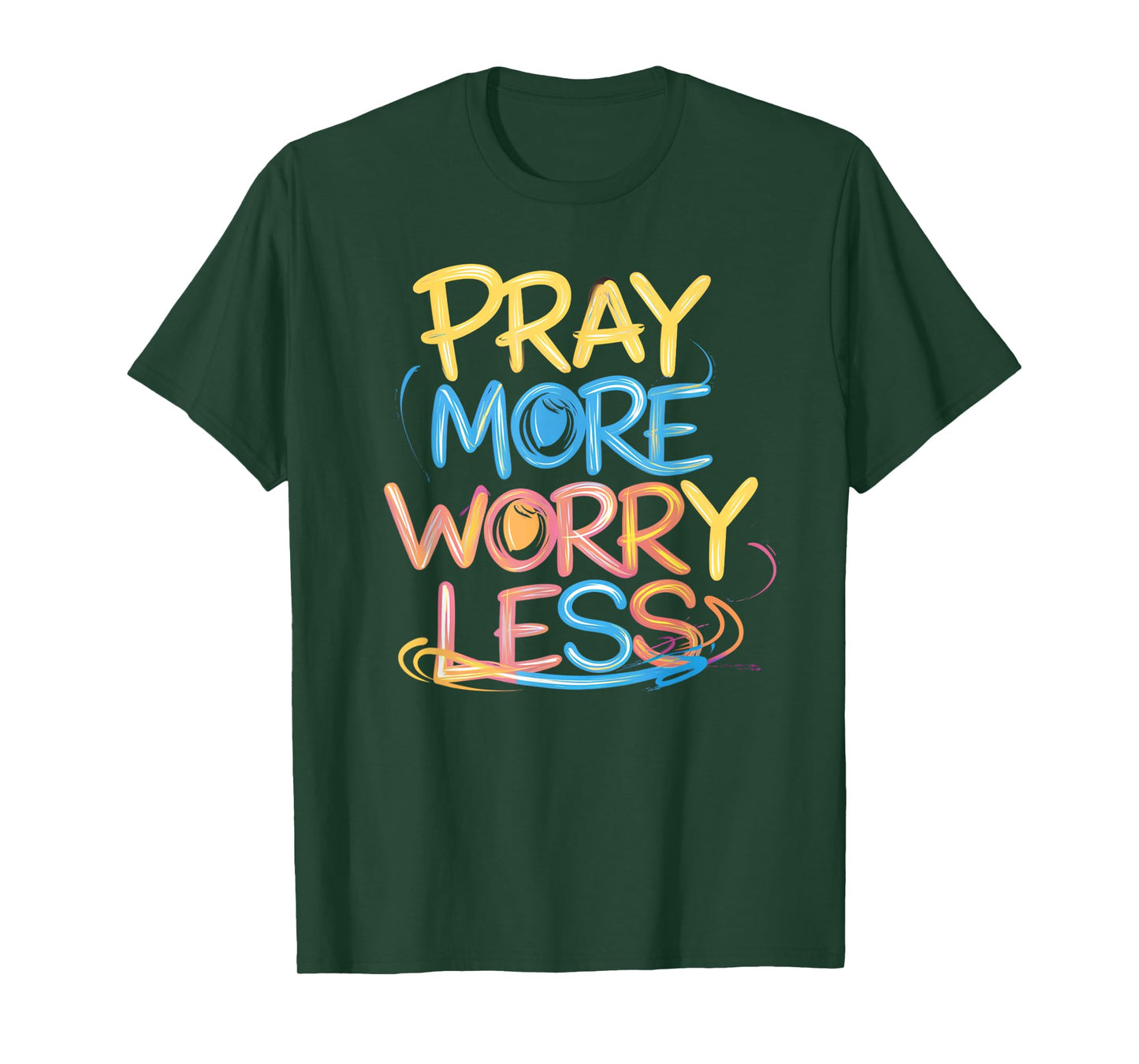 Retro Pray More Worry Less Christian Faith Men Women T-Shirt