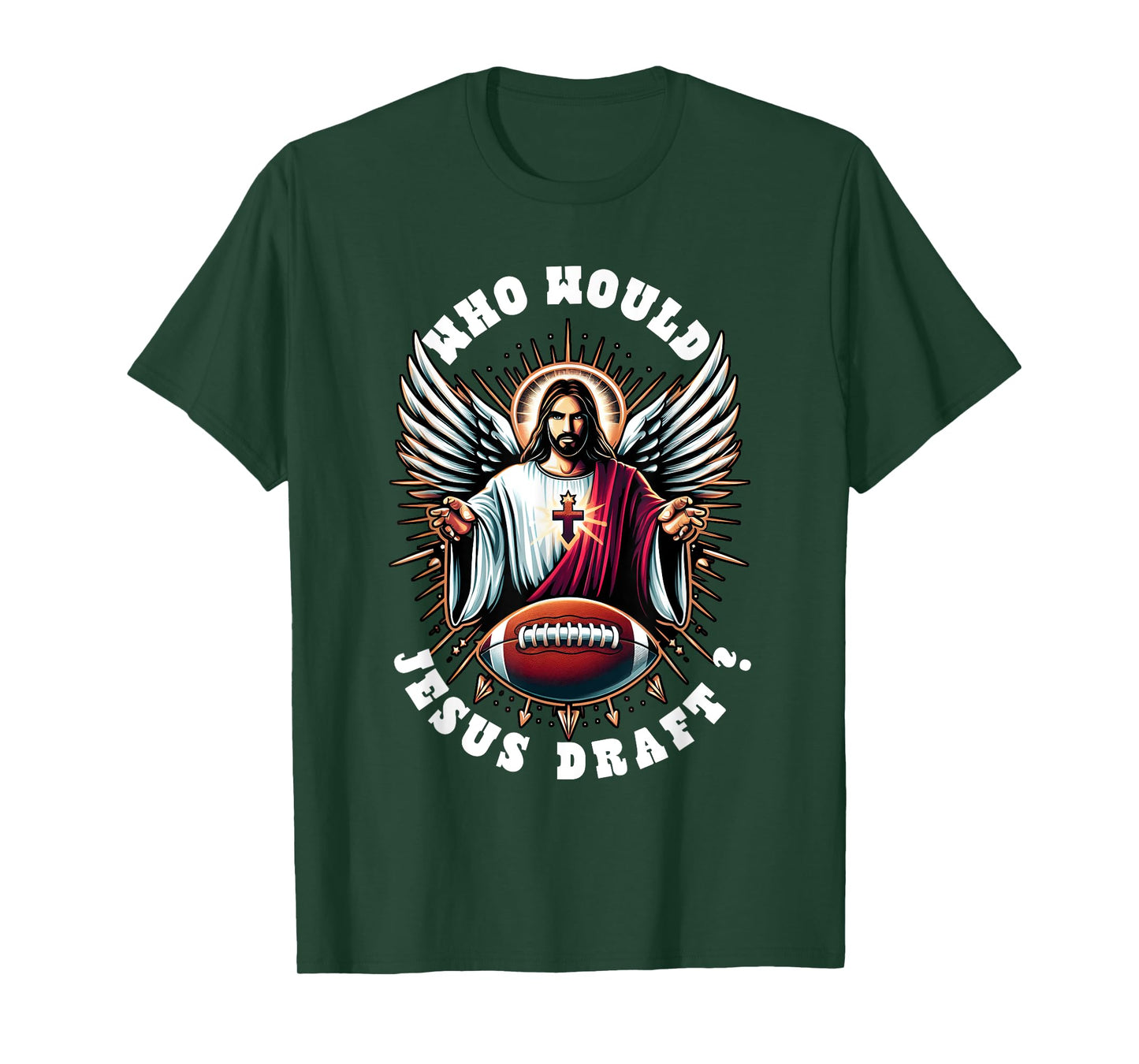 Who Would Jesus Draft Funny Fantasy Football Christian Sport T-Shirt