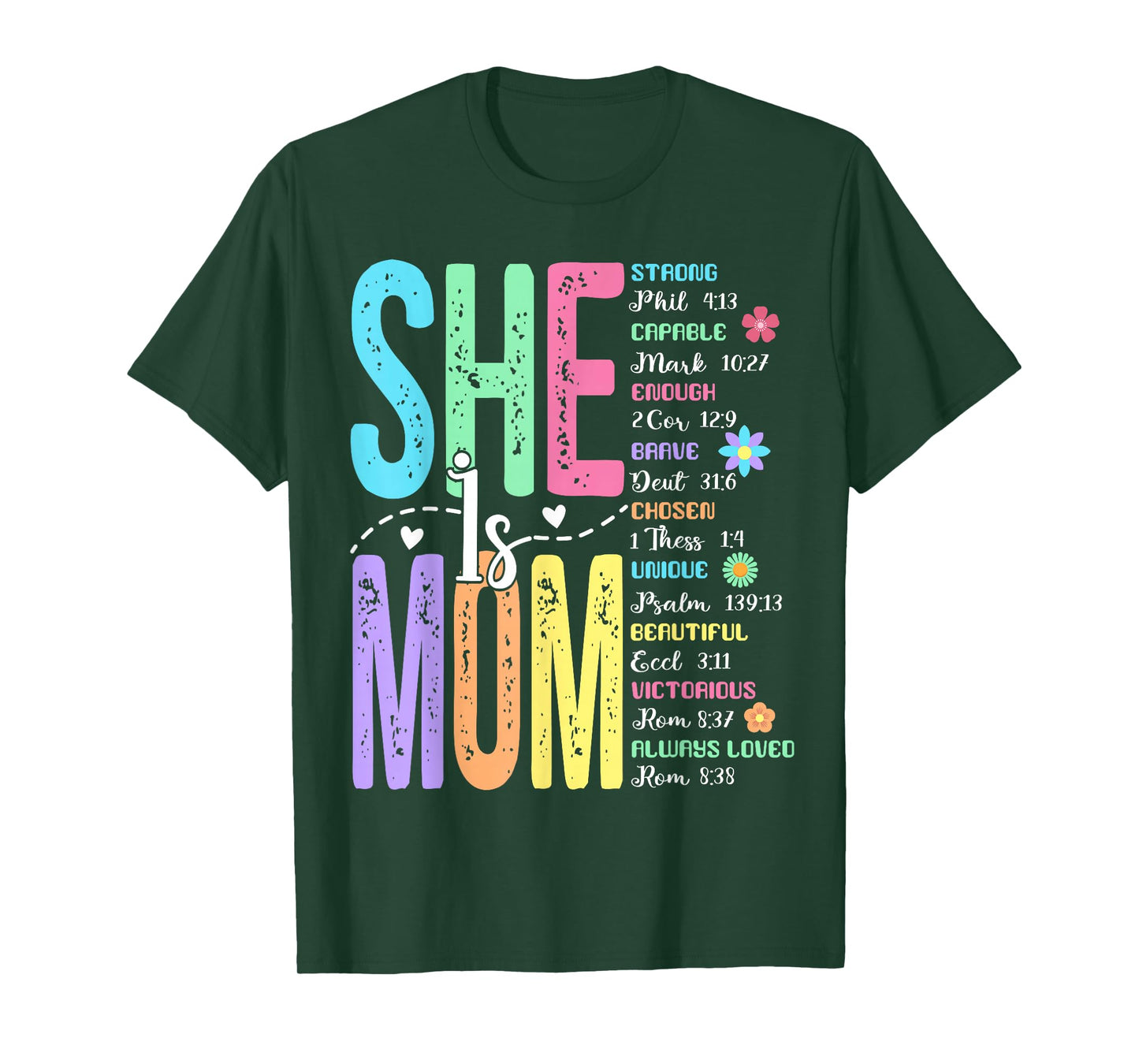 Religious Mama She Is Mom Bible Verse Christian Mothers Day T-Shirt