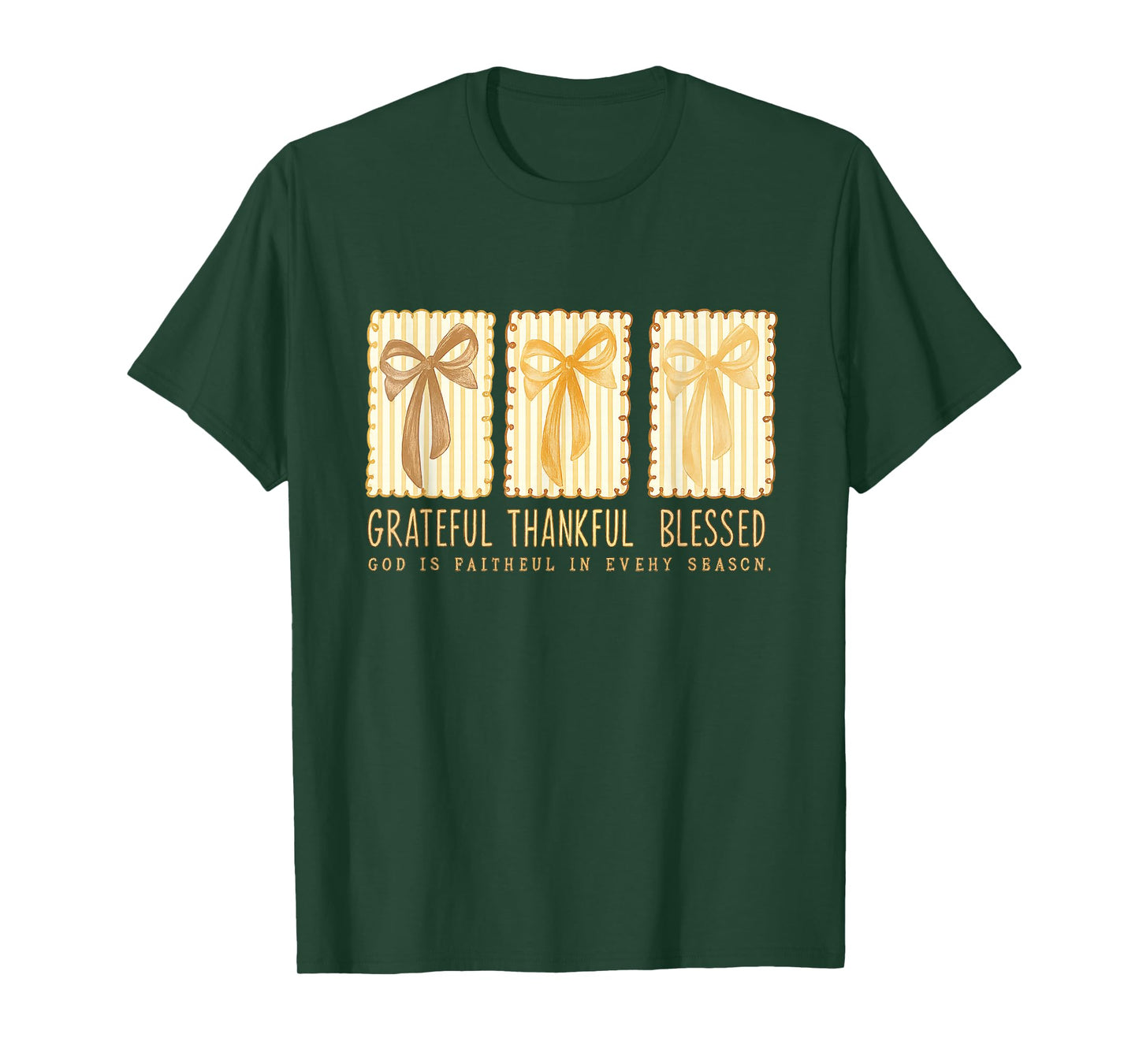 Grateful Thankful Blessed Christian Faith Bow T-Shirt