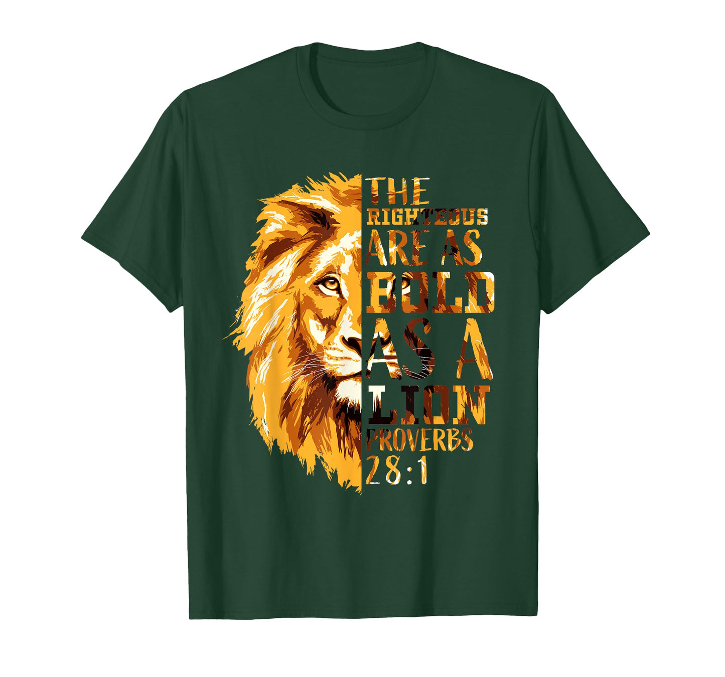 Christian Bible Verse Gifts Men Proverbs 28:1 Lion of Judah T-Shirt