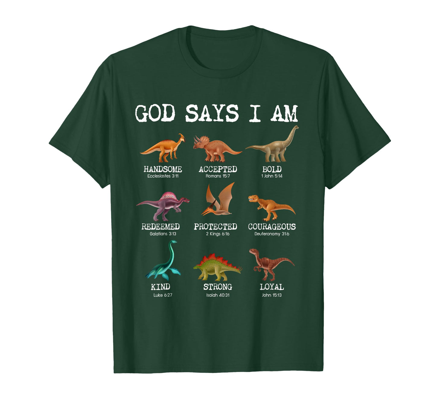 God Says I Am Dinosaur Funny Dino Kids Boys Bible Verse T-Shirt