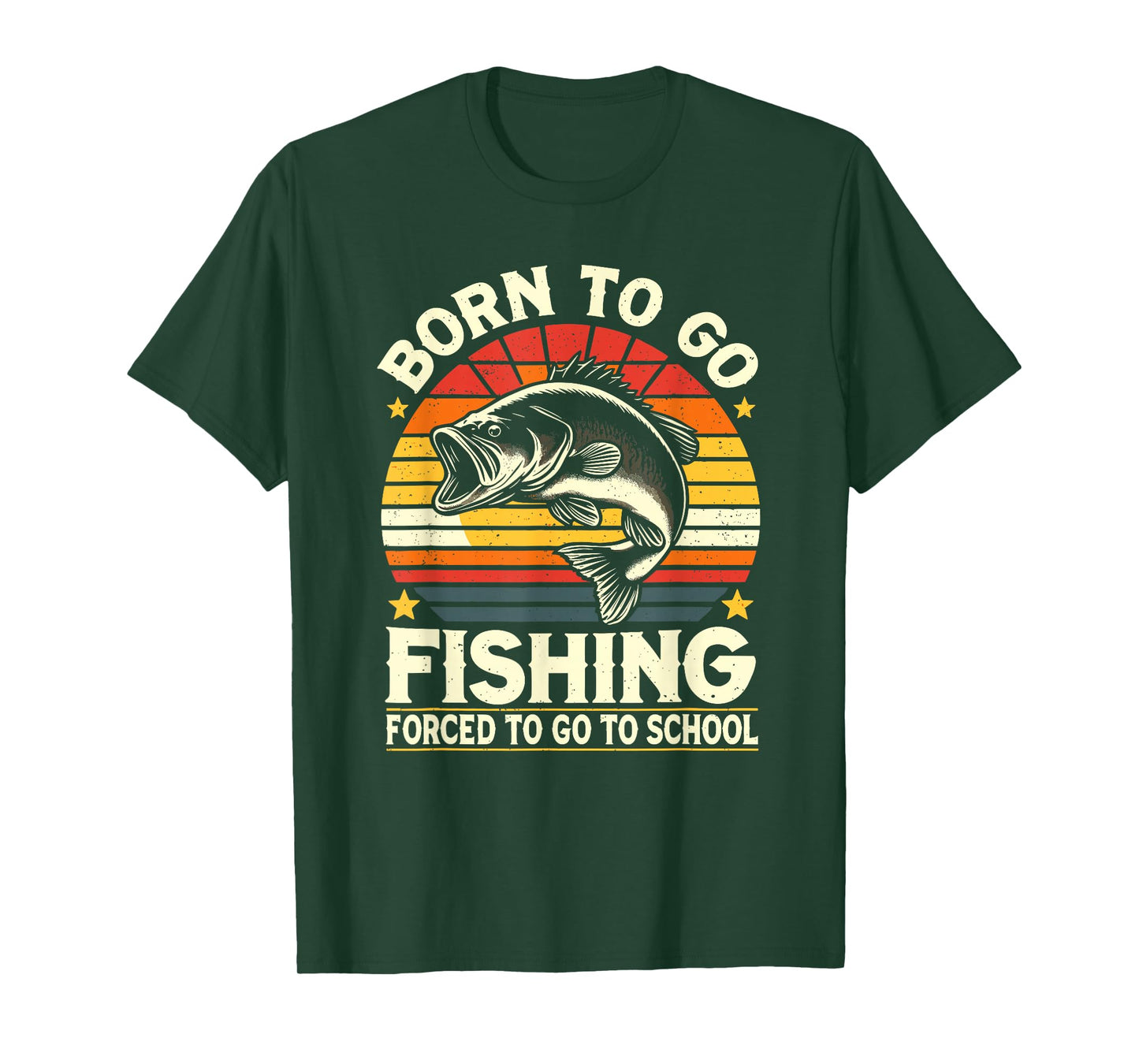 Born To Go Fishing Forced To Go To School, Kids Boys Fishing T-Shirt