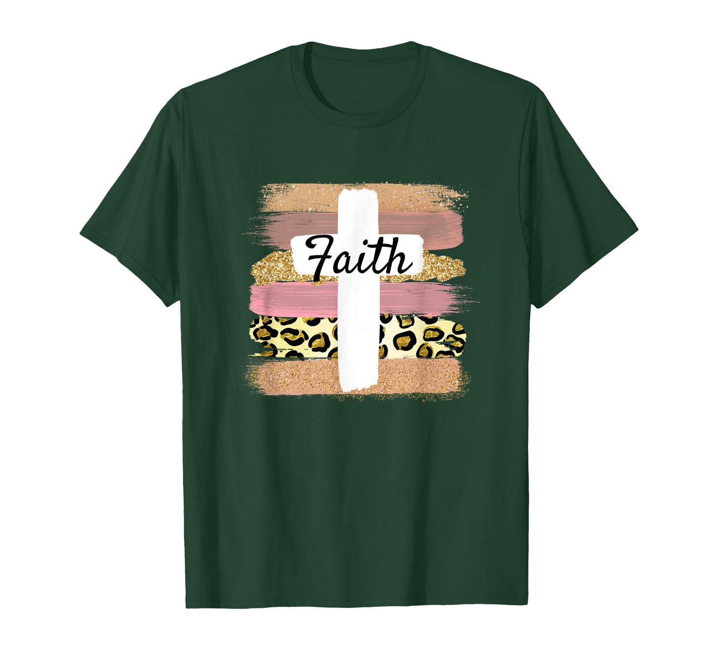 Christian Faith & Cross Leopard Cheetah Ombre Print Jesus T-Shirt