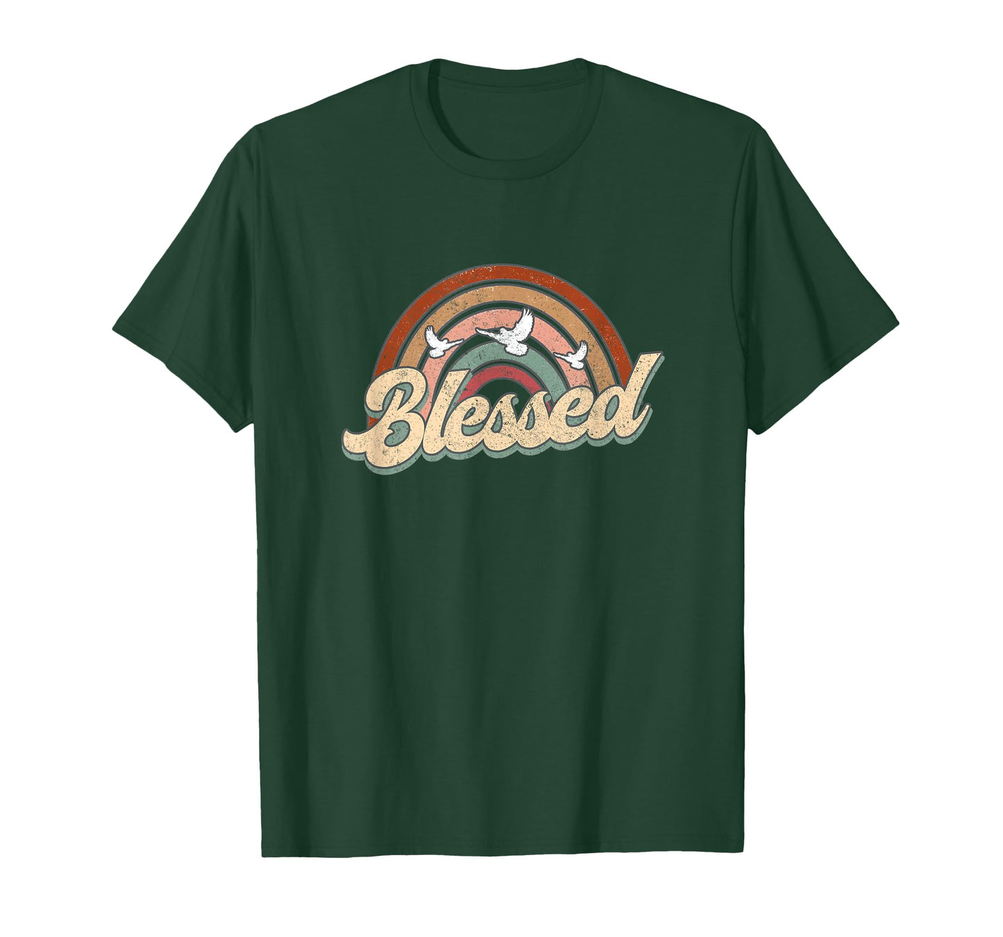 Blessed Retro Vintage Rainbow Christian Jesus God Religious T-Shirt
