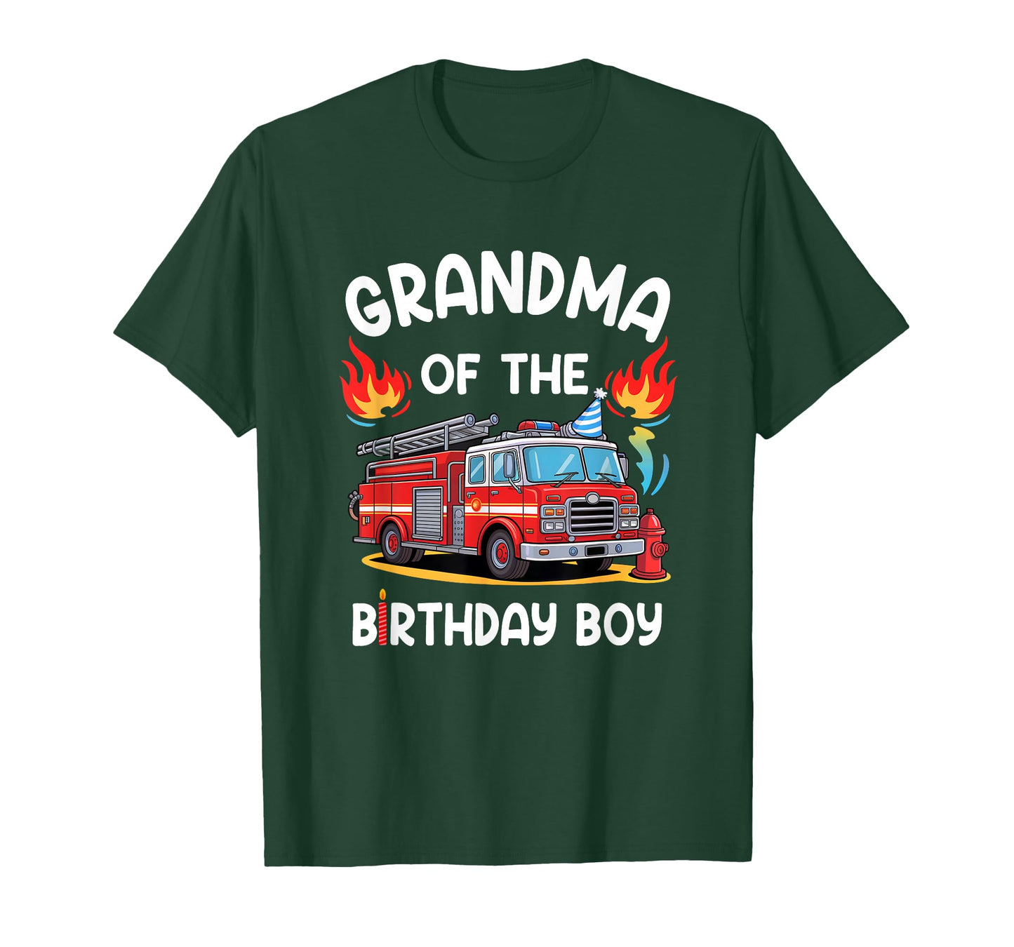 Grandma Of The Birthday Boy Fire Truck Firefighter 1St Party T-Shirt