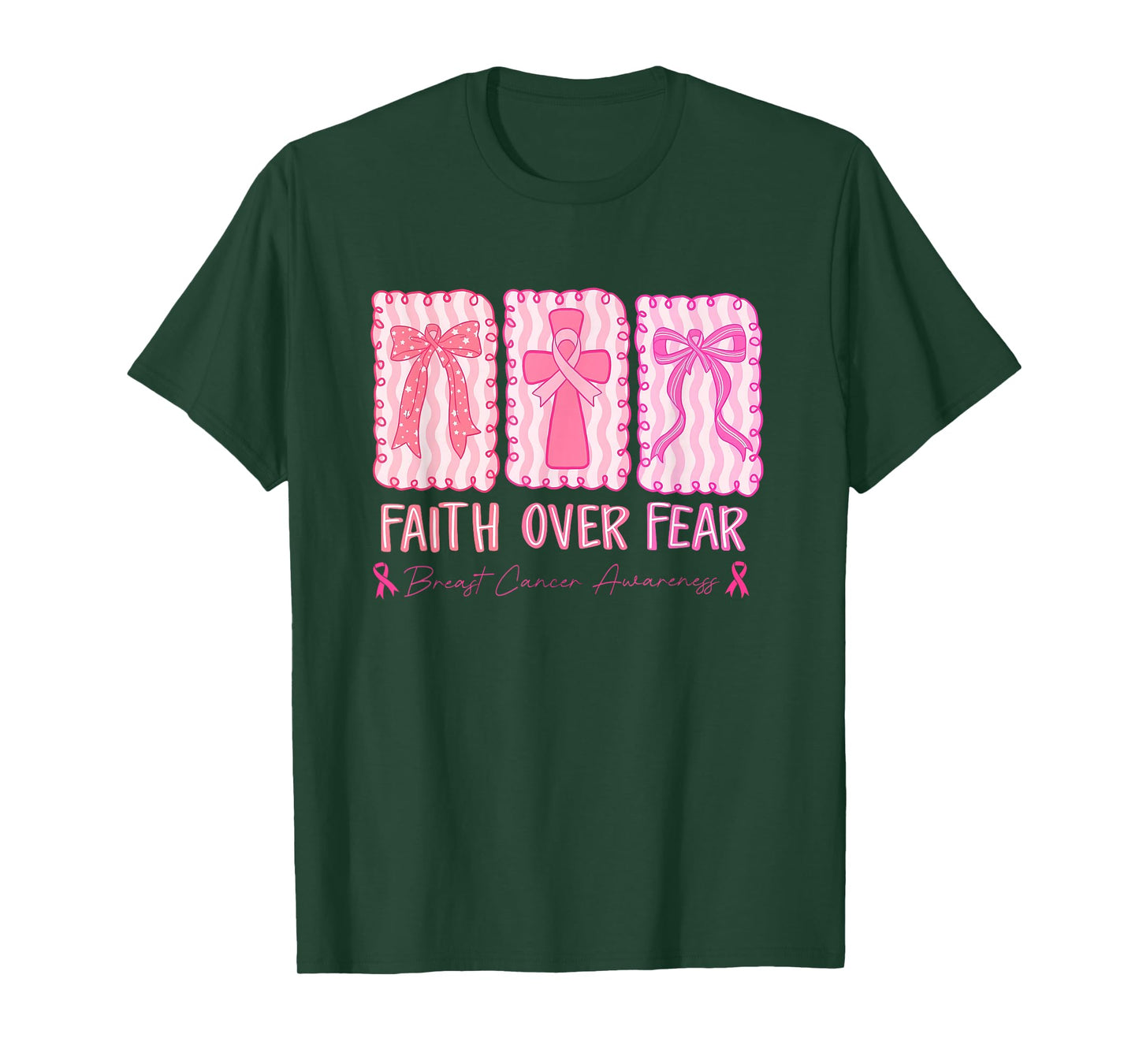 Faith Over Fear Breast Cancer Awareness Christian Religious T-Shirt