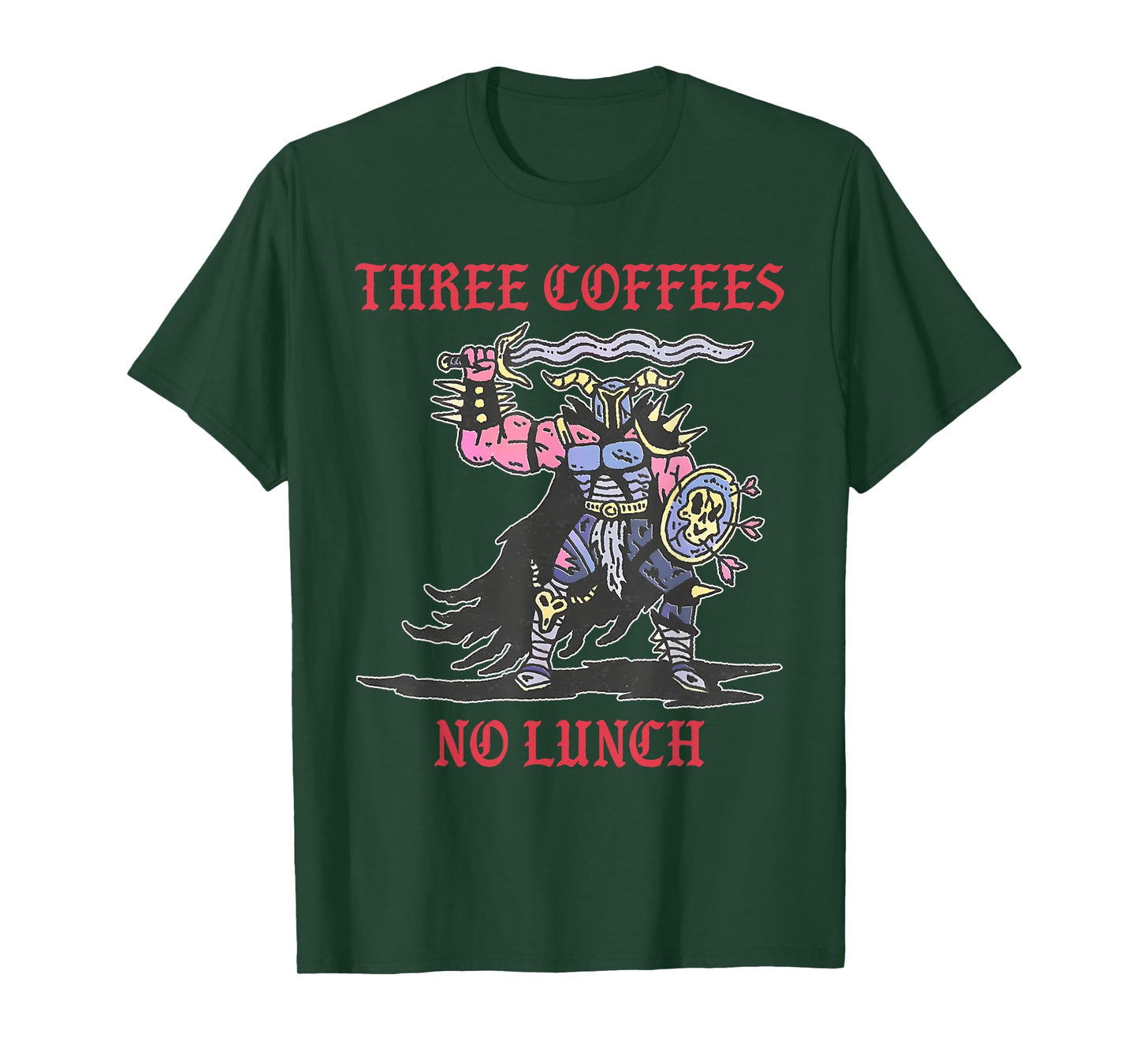 Three Coffees No Lunch Design T-Shirt