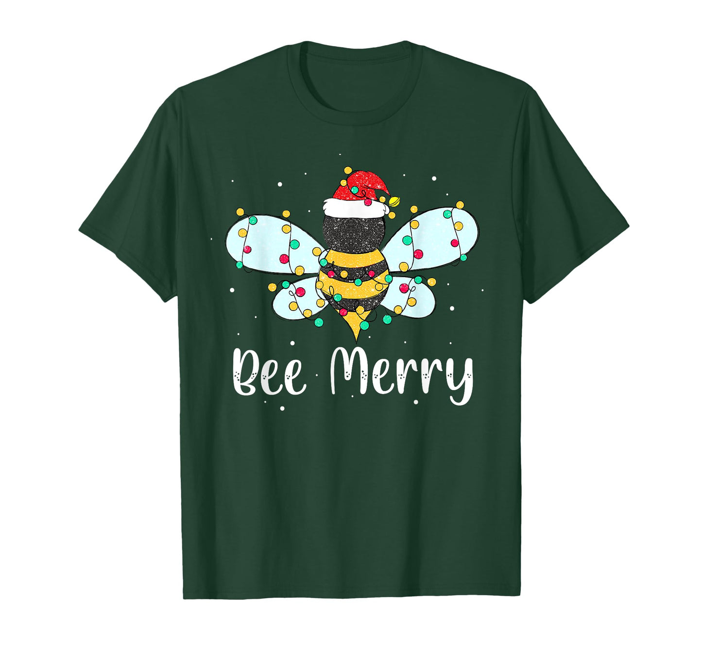 Bee Merry Christmas Cute Bee Xmas Lights Family Matching T-Shirt