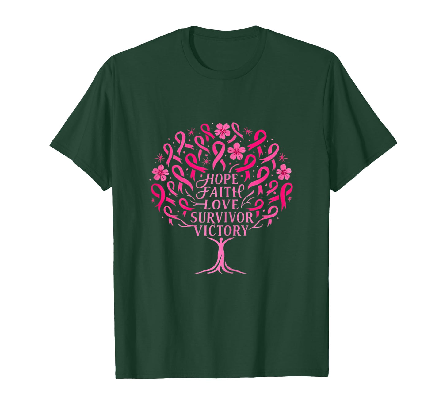 Pink Ribbon Breast Cancer Survivor Hope Faith Love T-Shirt