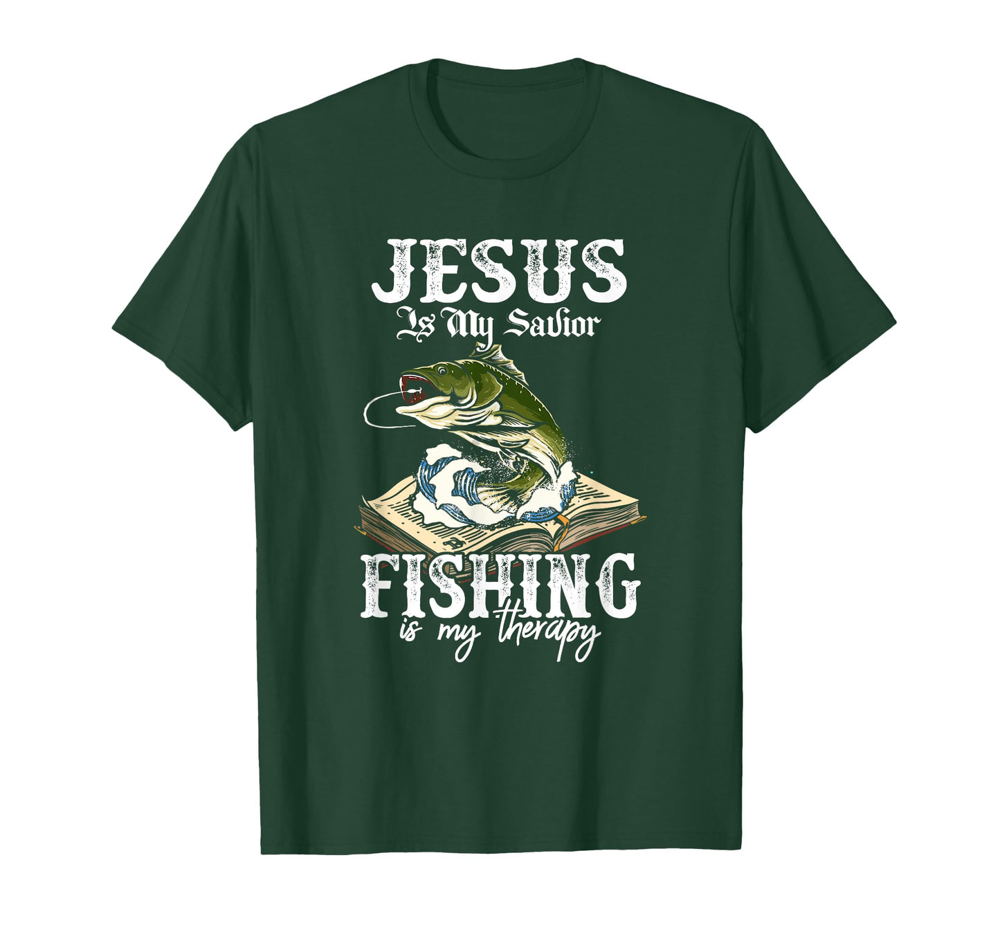 Jesus Is My Savior Fishing Is My Therapy Funny Christian T-Shirt