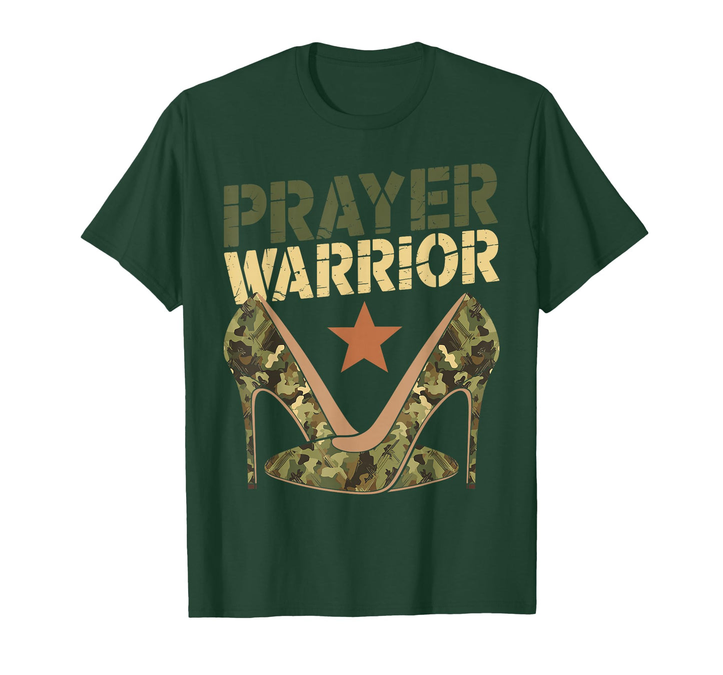 Camo Heels Prayer Warrior Faith God Jesus Christian Women T-Shirt