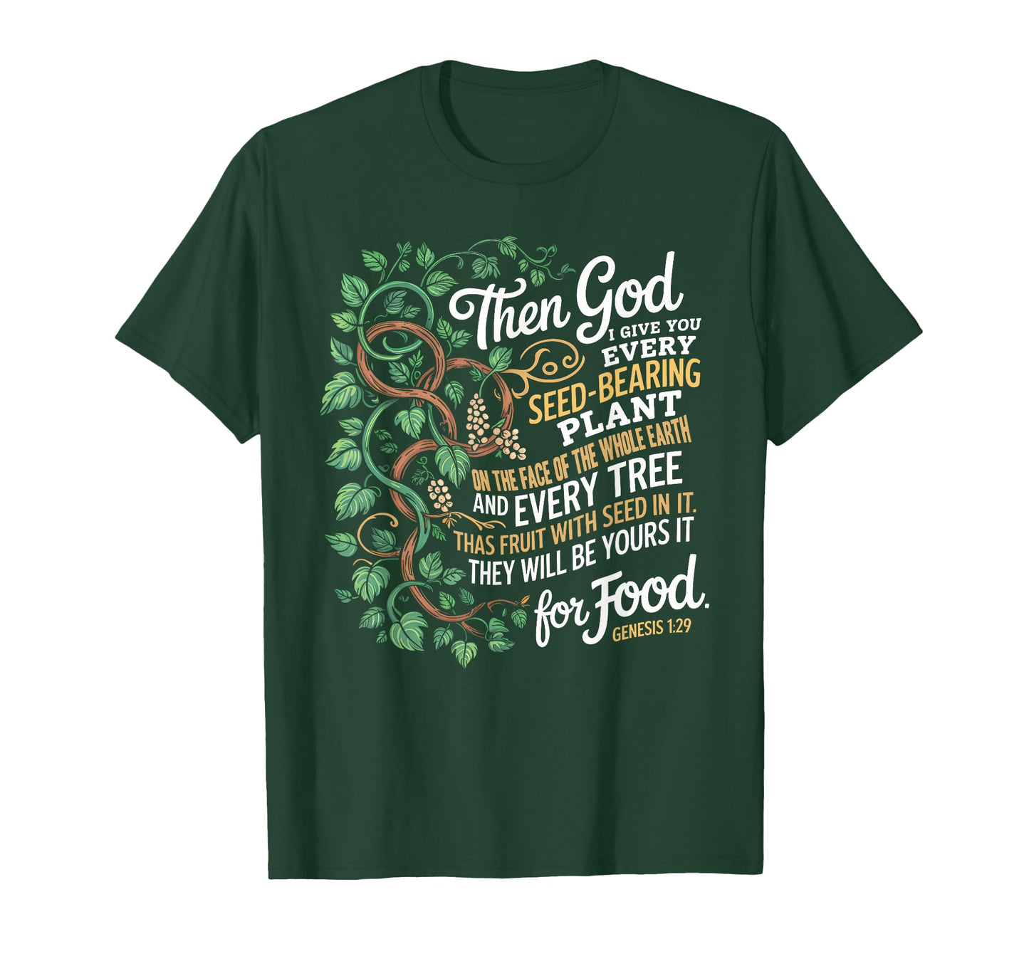 Genesis 1:29 Plant Based Diet Vegan Bible Verse T-Shirt
