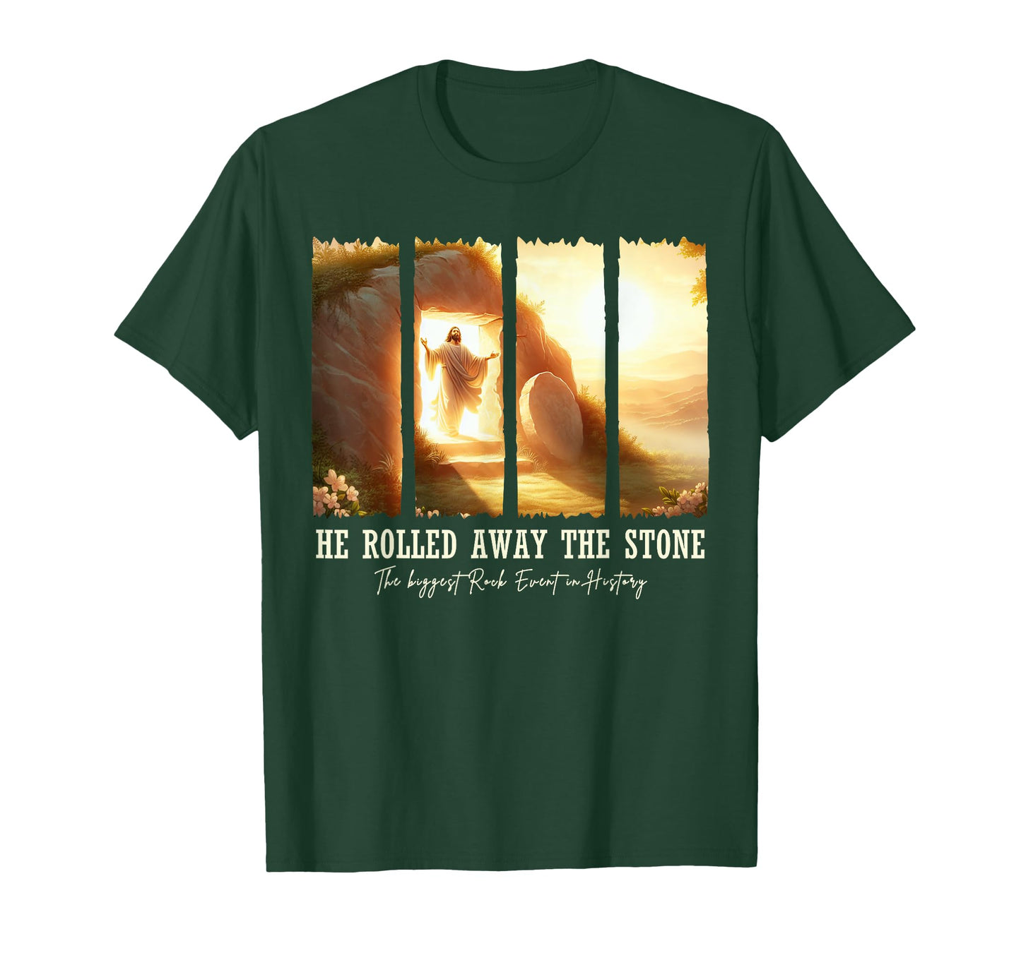 He Rolled Away the Stone Christian Easter Rock Resurrection T-Shirt