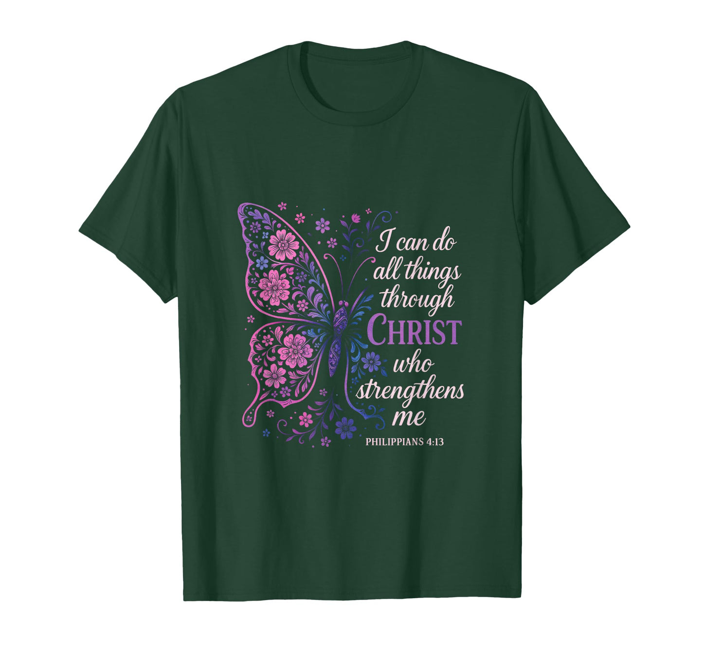 I Can Do All Things - Religious Faith Butterfly Art T-Shirt