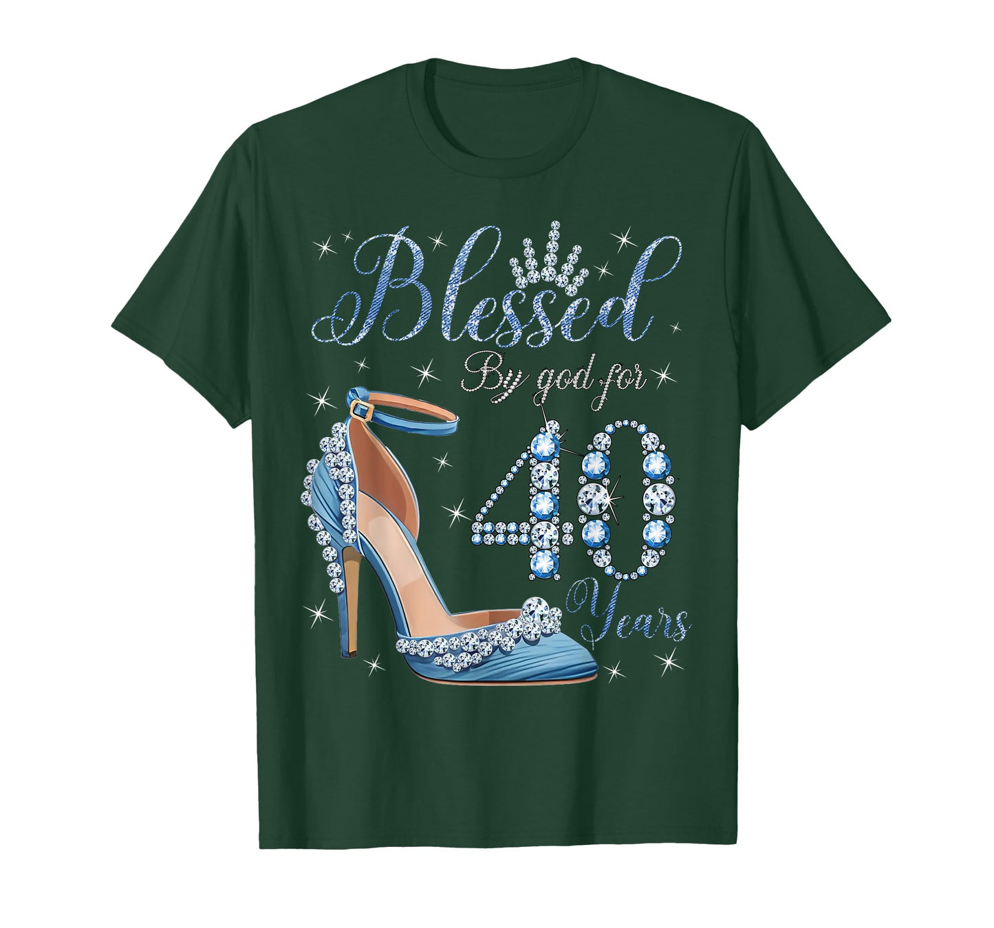 Blessed By God For 40 Years High Heels Denim Womens Birthday T-Shirt
