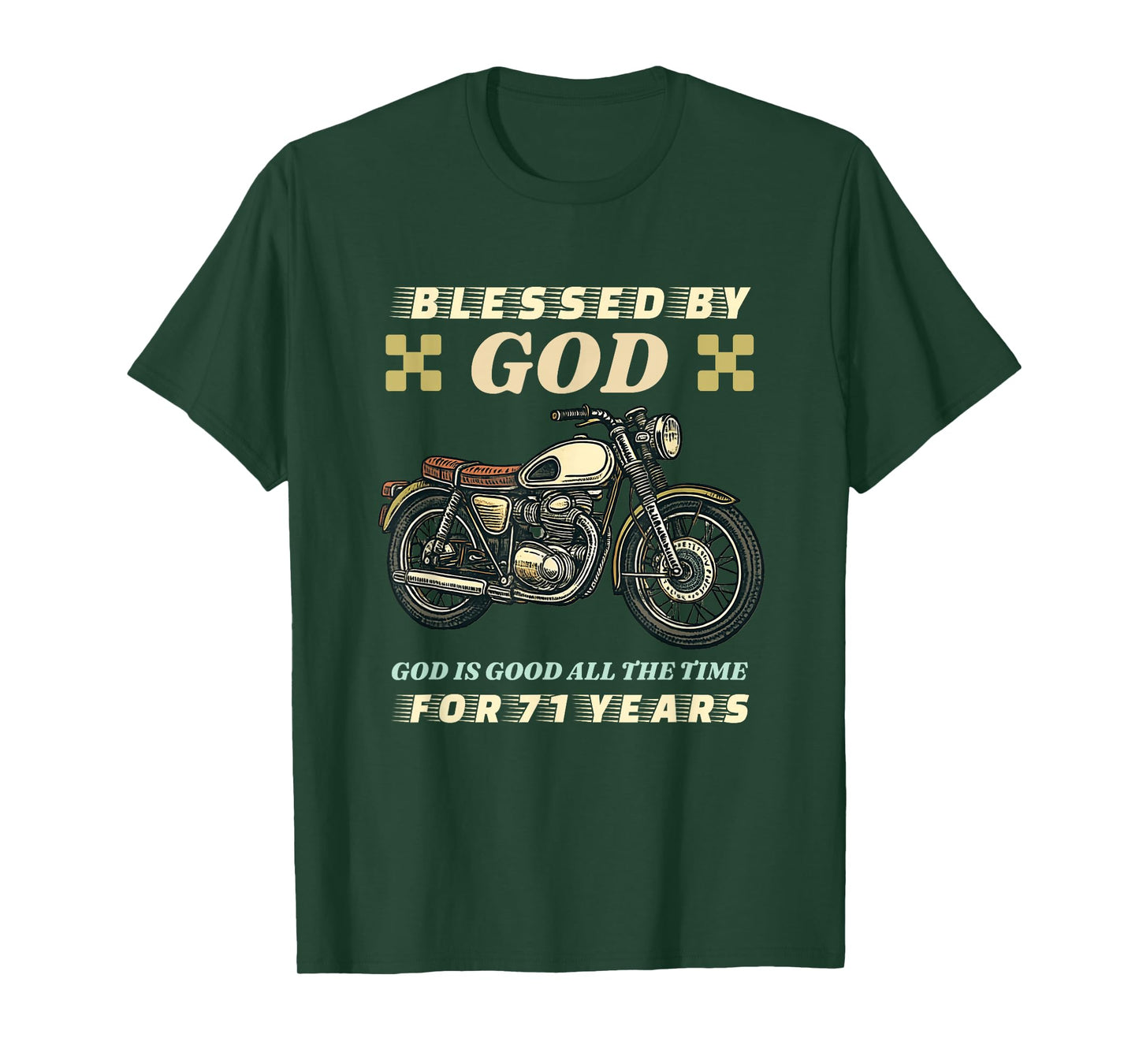 Blessed by God for 71 Years Old Motorcycle 71st Birthday T-Shirt
