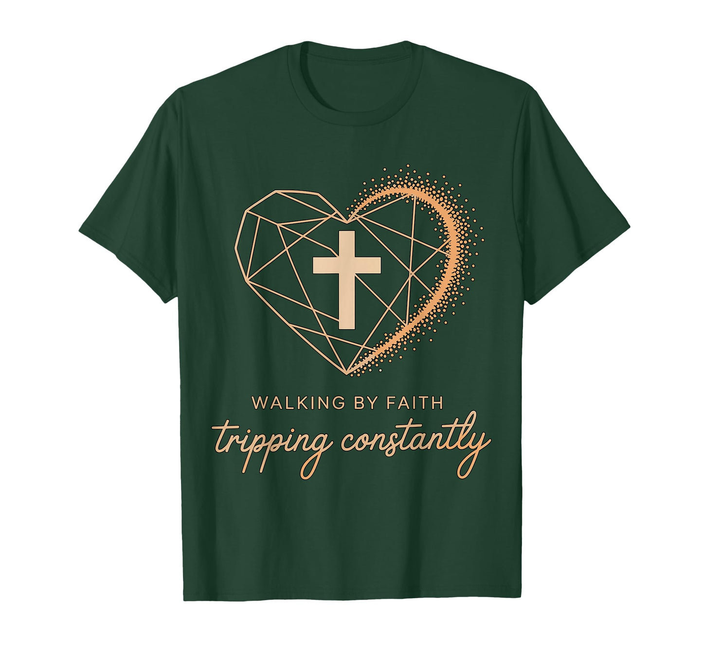 Walking by Faith Tripping Constantly Cross Christian T-Shirt