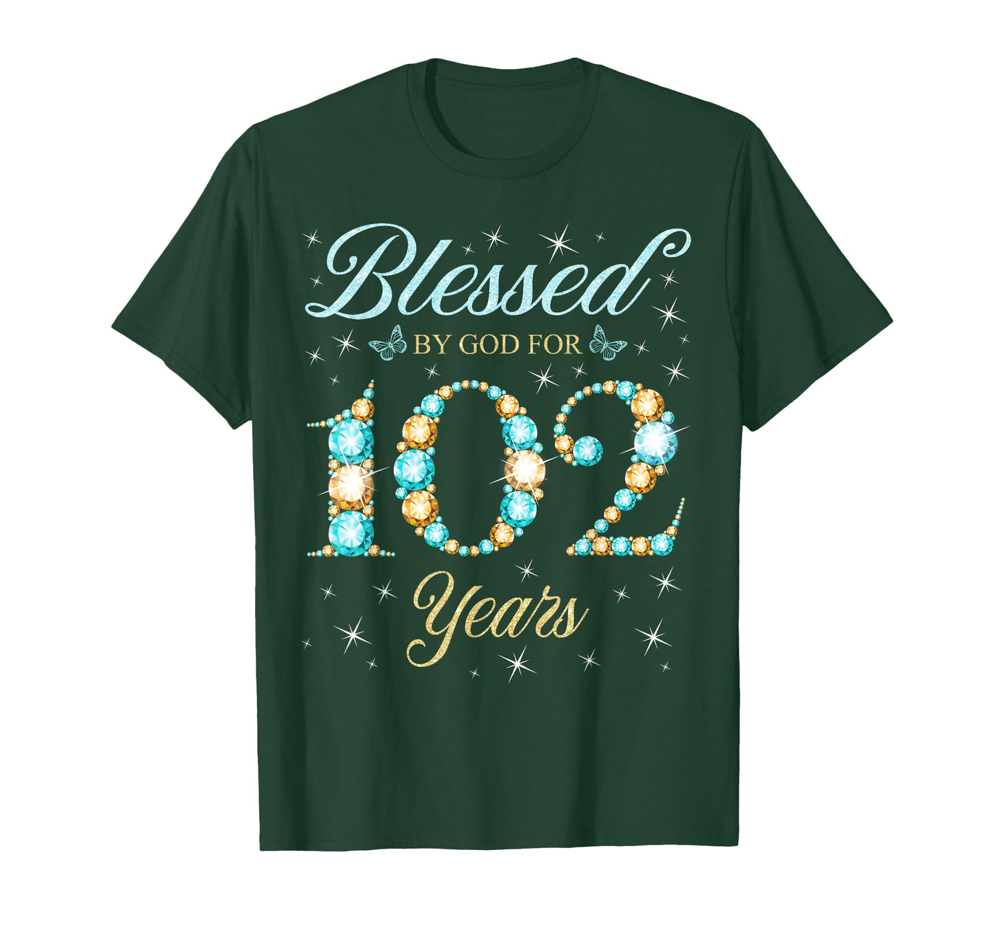 Blessed By God For 102 Years Old 102nd Birthday Party T-Shirt