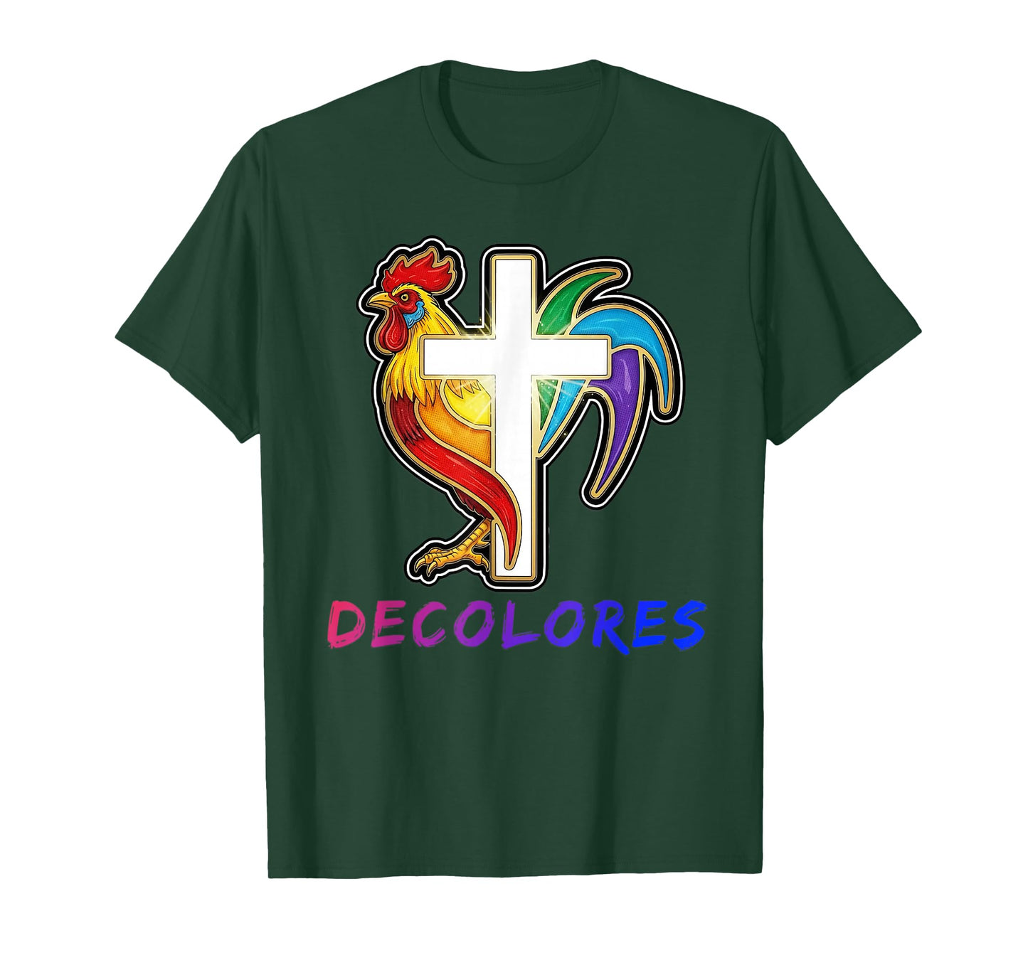 DeColores Cursillo Rainbow Rooster Catholic T-Shirt