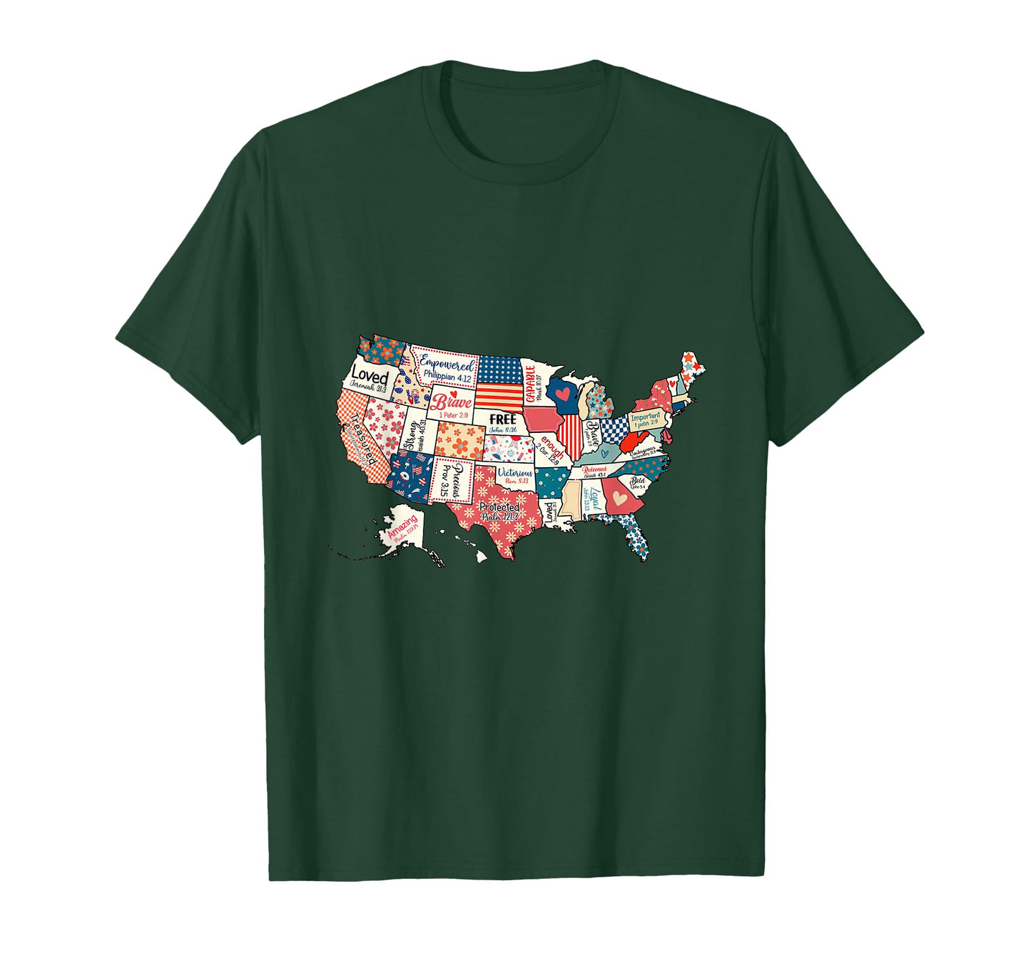 US Map Bible Verses Natural Infant Christian Faith Men Women T-Shirt
