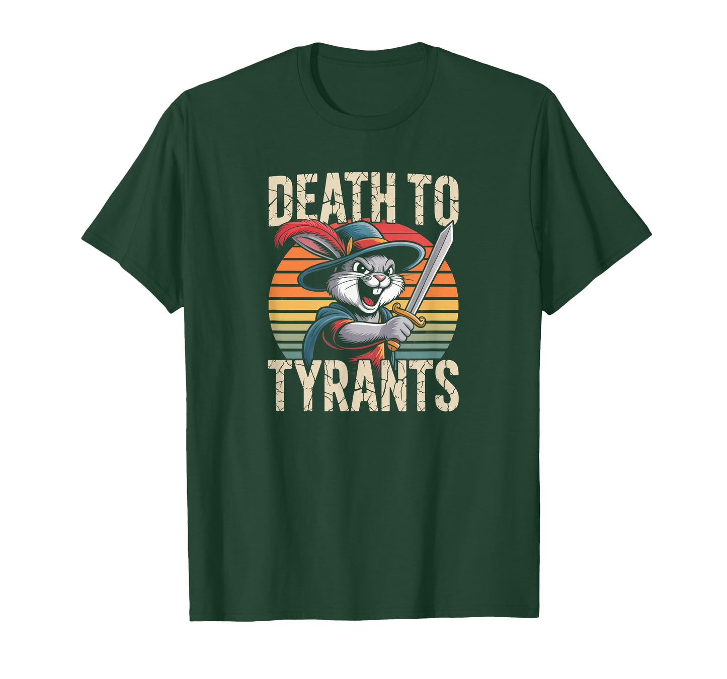 Retro Rabbit Death To Tyrants Vintage 90s Funny Quote T-Shirt